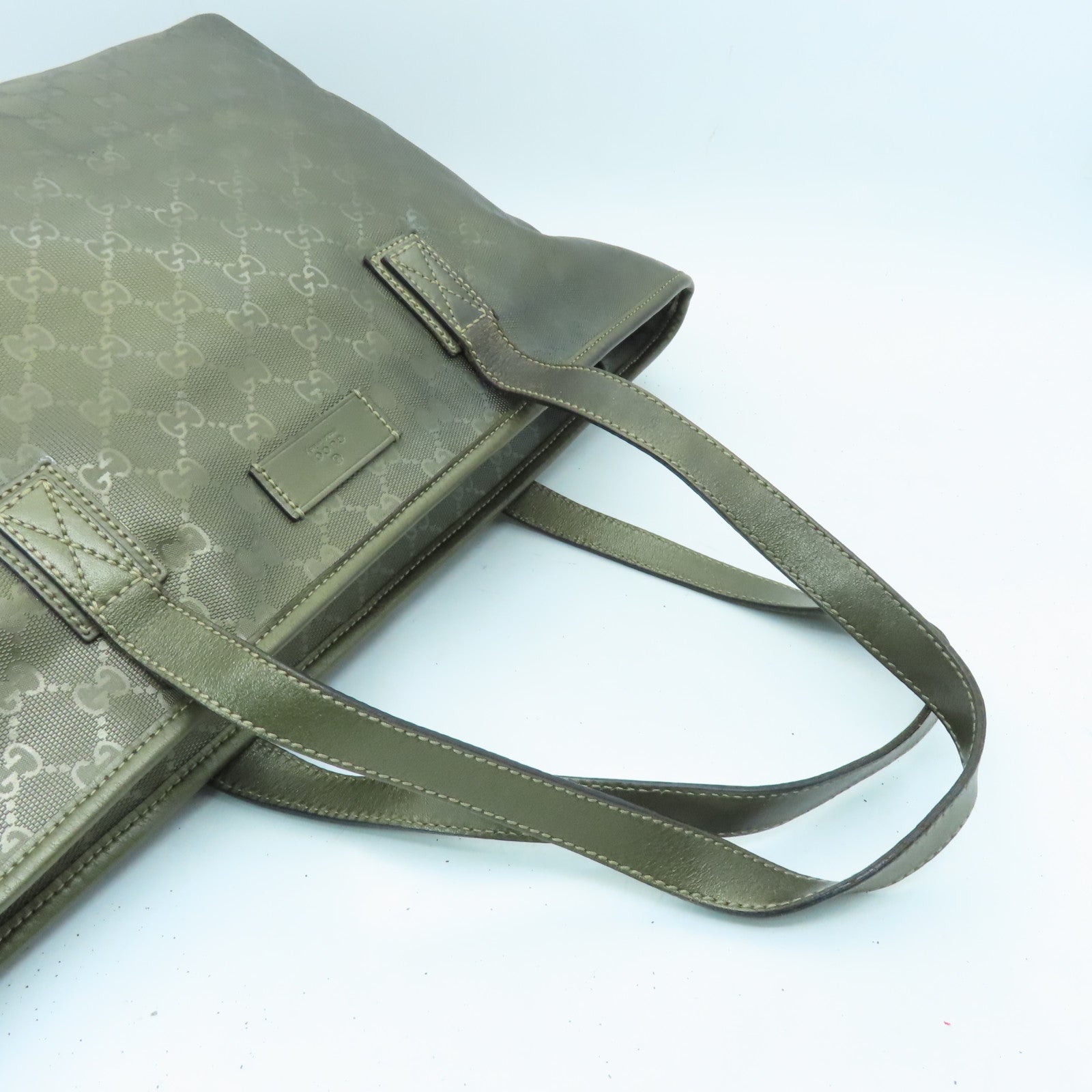 GUCCI Coated Canvas Tote Bag Silver Buckle Handle Shoulder Bag Gold