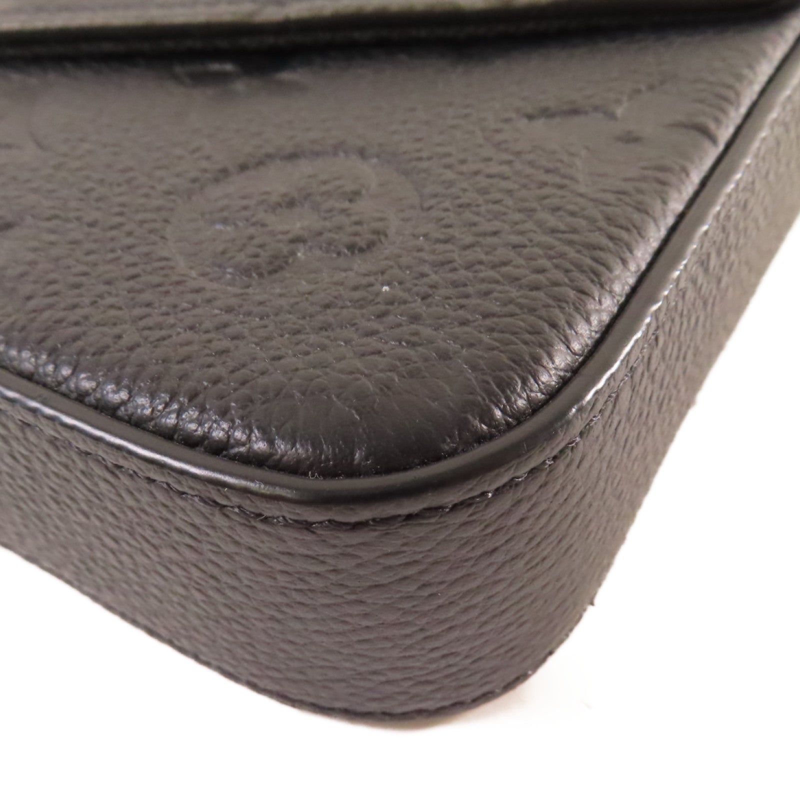LOUIS VUITTON Monogram Empreinte Felicie Pochette Shoulder Bag金扣鏈帶肩背袋黑色