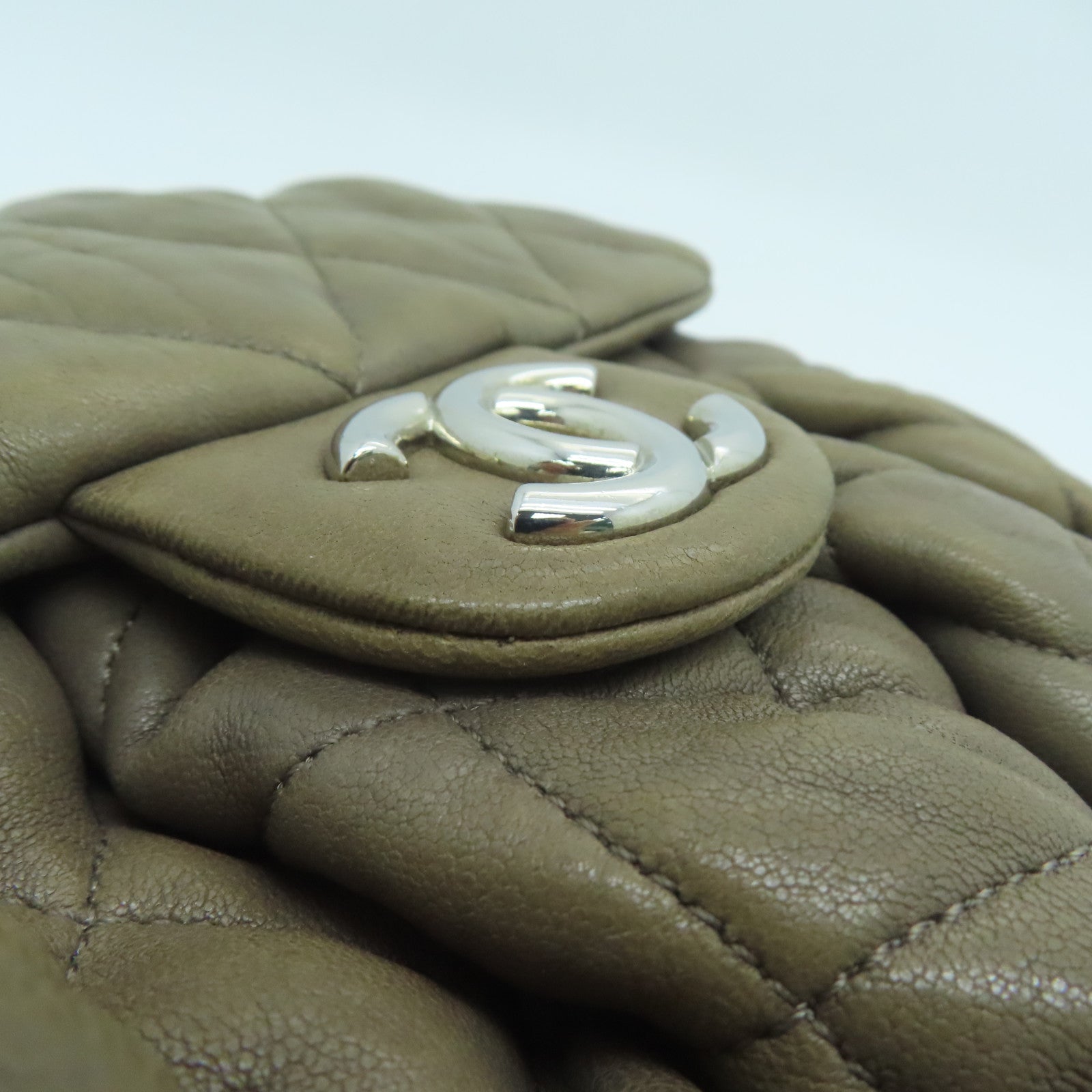 CHANEL 【激減優惠】菱格羊皮皮革Chain Shoulder Bag銀扣肩背袋啡色