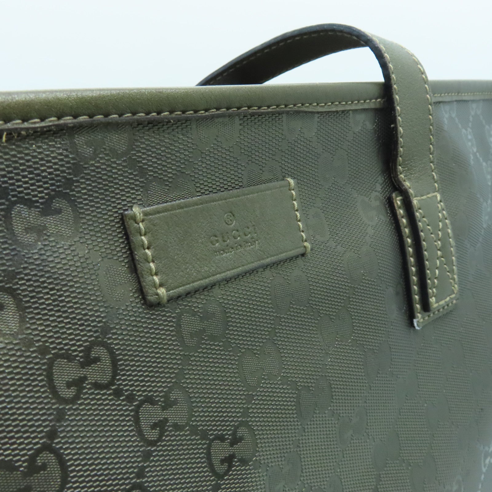 GUCCI Coated Canvas Tote Bag Silver Buckle Handle Shoulder Bag Gold