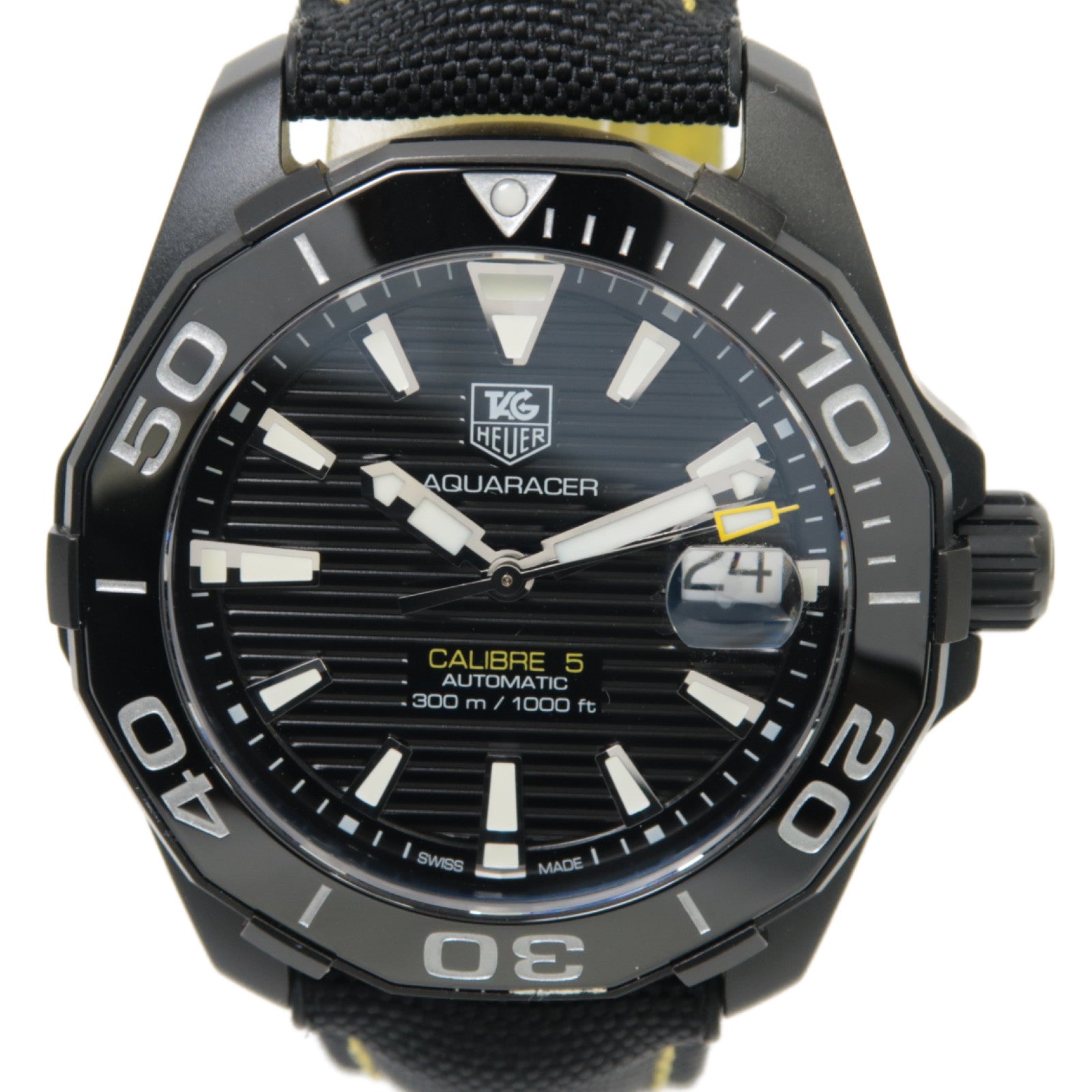 TAG HEUER Aquaracer不鏽鋼/帆布手錶自動機芯黑色