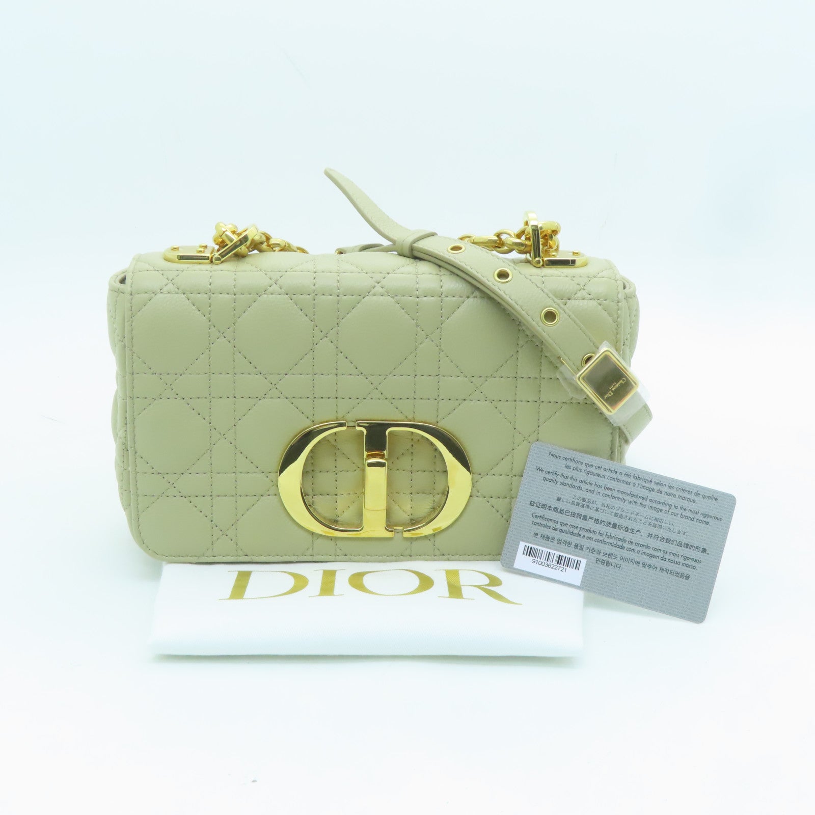 Dior Calfskin Leather Dior Caro Gold Buckle Shoulder Bag Beige