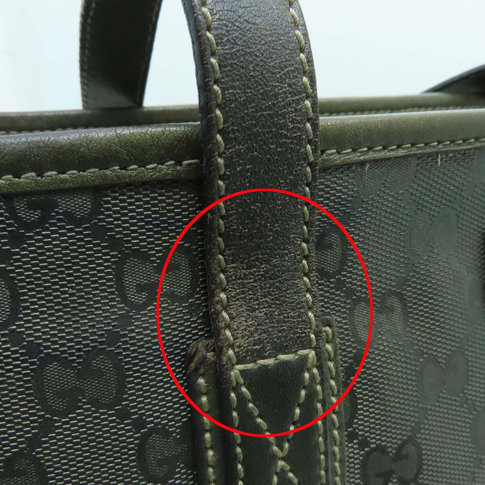GUCCI Coated Canvas Tote Bag Silver Buckle Handle Shoulder Bag Gold