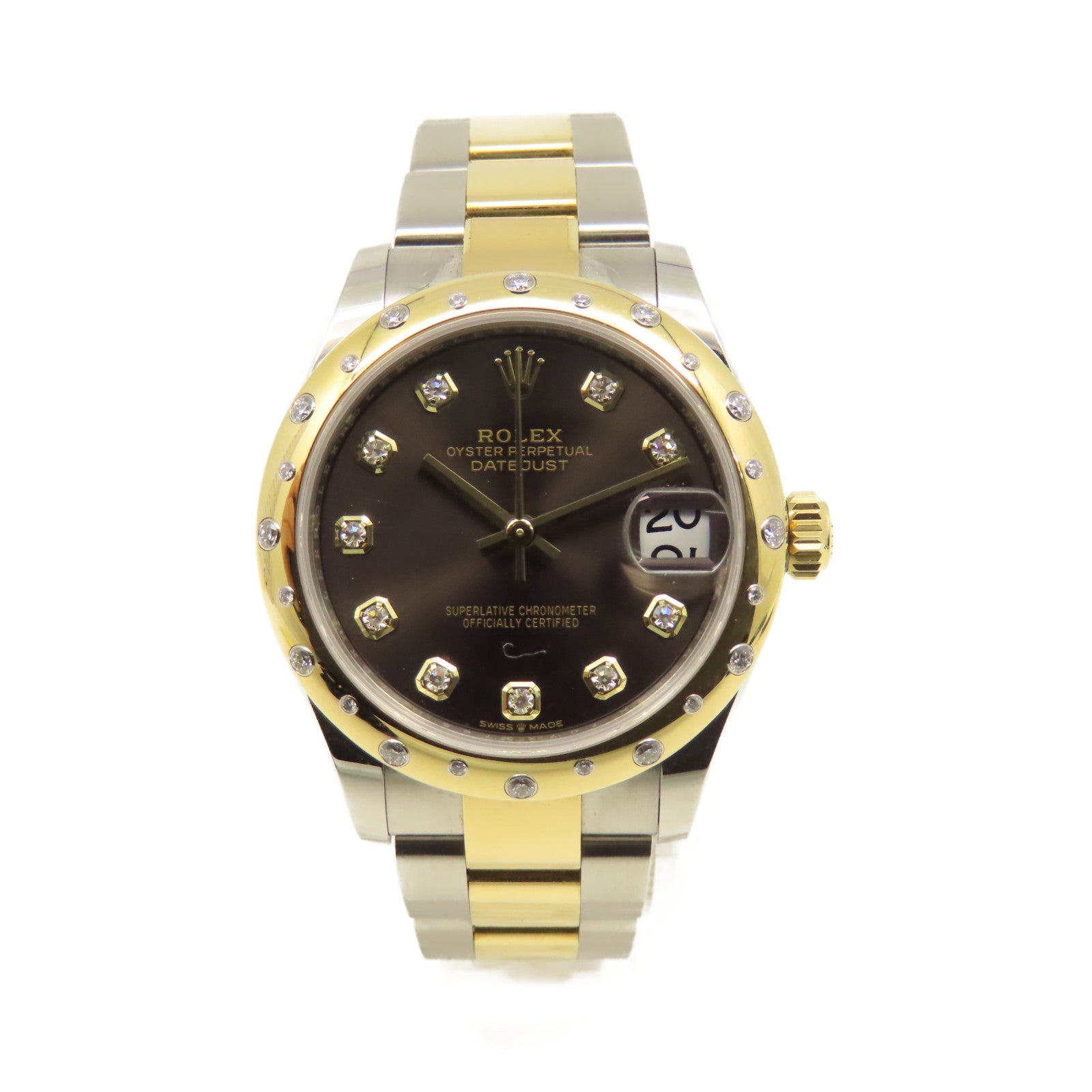 ROLEX 18K黃金/不鏽鋼/鑽石Datejust Watch自動機芯手錶黑色