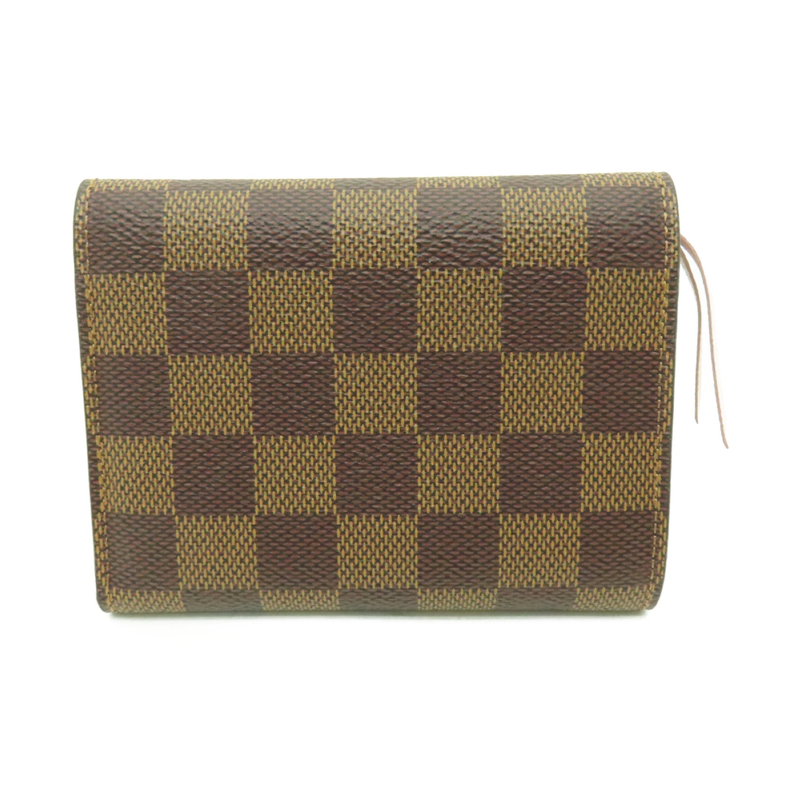 LOUIS VUITTON Damier Ebene Victorine金扣錢包棕色/粉紅色