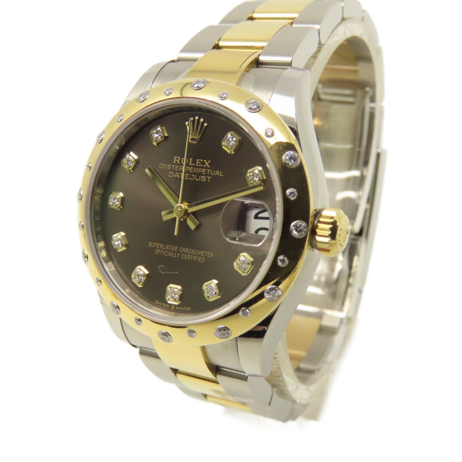 ROLEX 18K黃金/不鏽鋼/鑽石Datejust Watch自動機芯手錶黑色