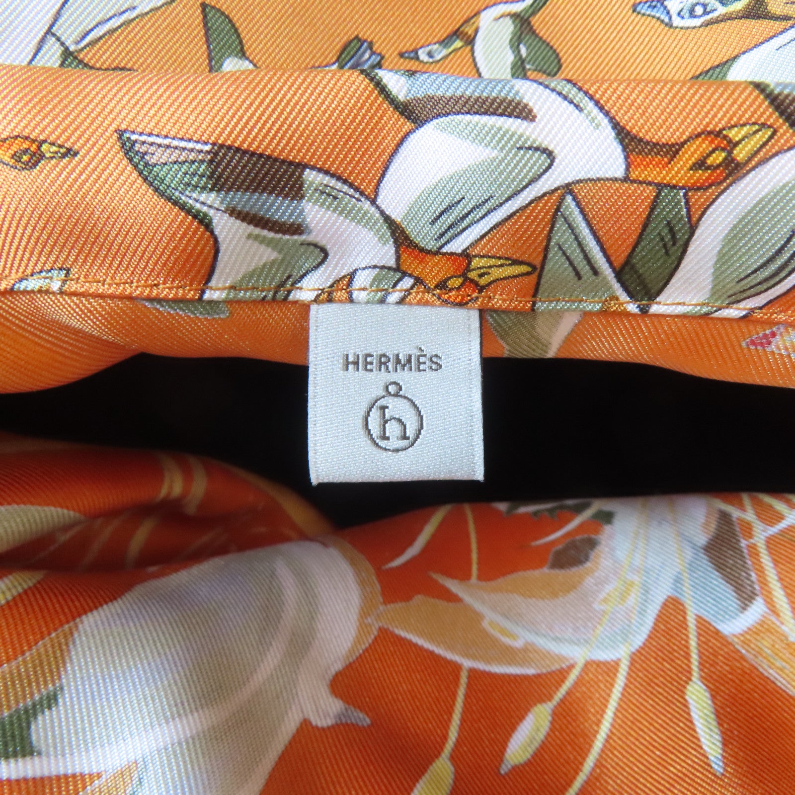 HERMES 帆布/絲質/皮革Tote Bag銀扣手挽袋深藍色/綠色