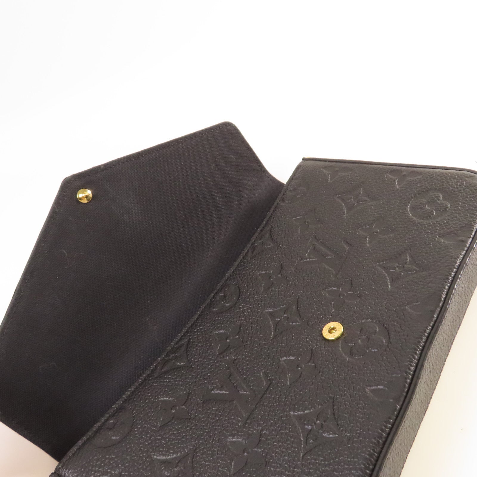 LOUIS VUITTON Monogram Empreinte Felicie Pochette Shoulder Bag金扣鏈帶肩背袋黑色