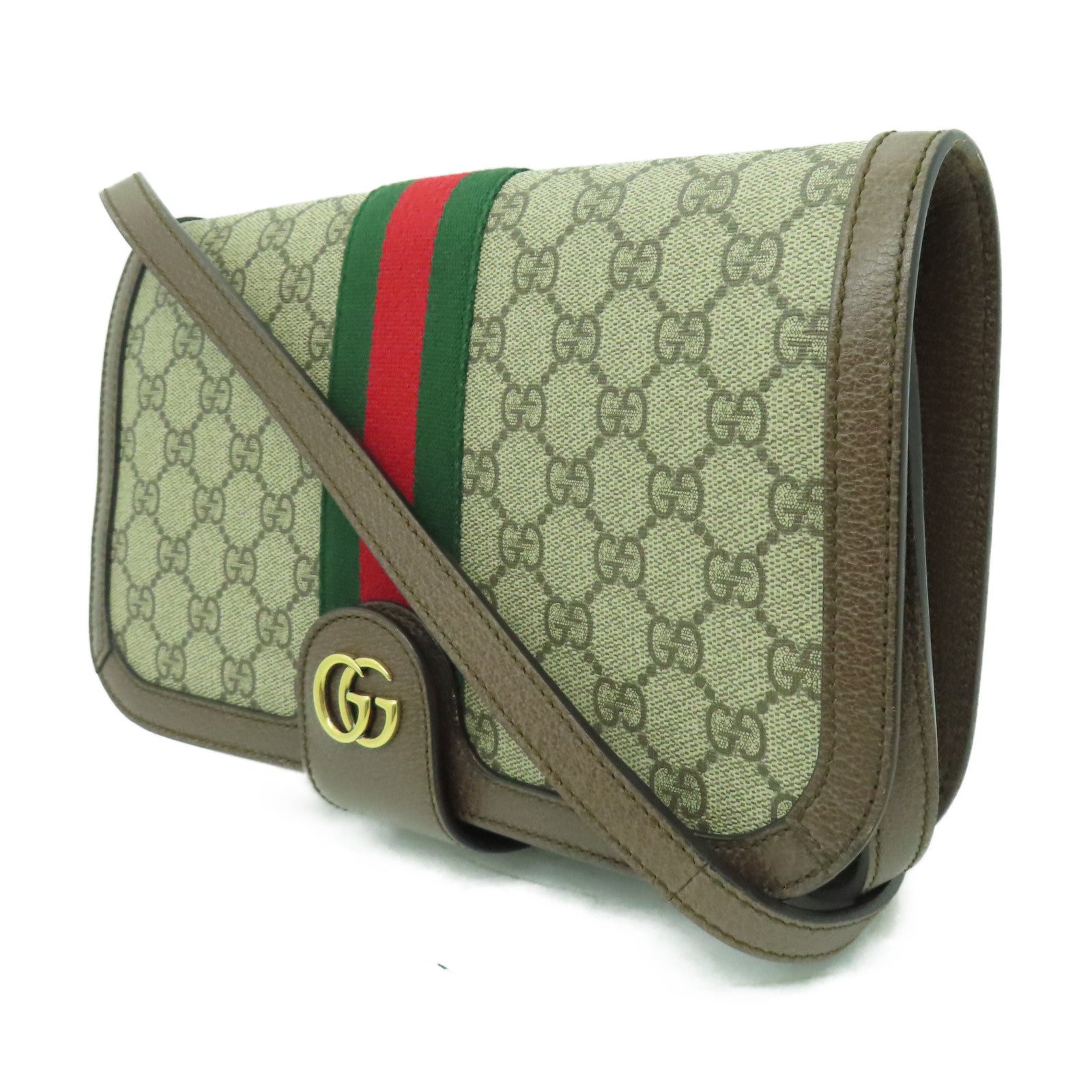 GUCCI 塗層帆布Ophidia GG Messenger金扣肩背袋棕色