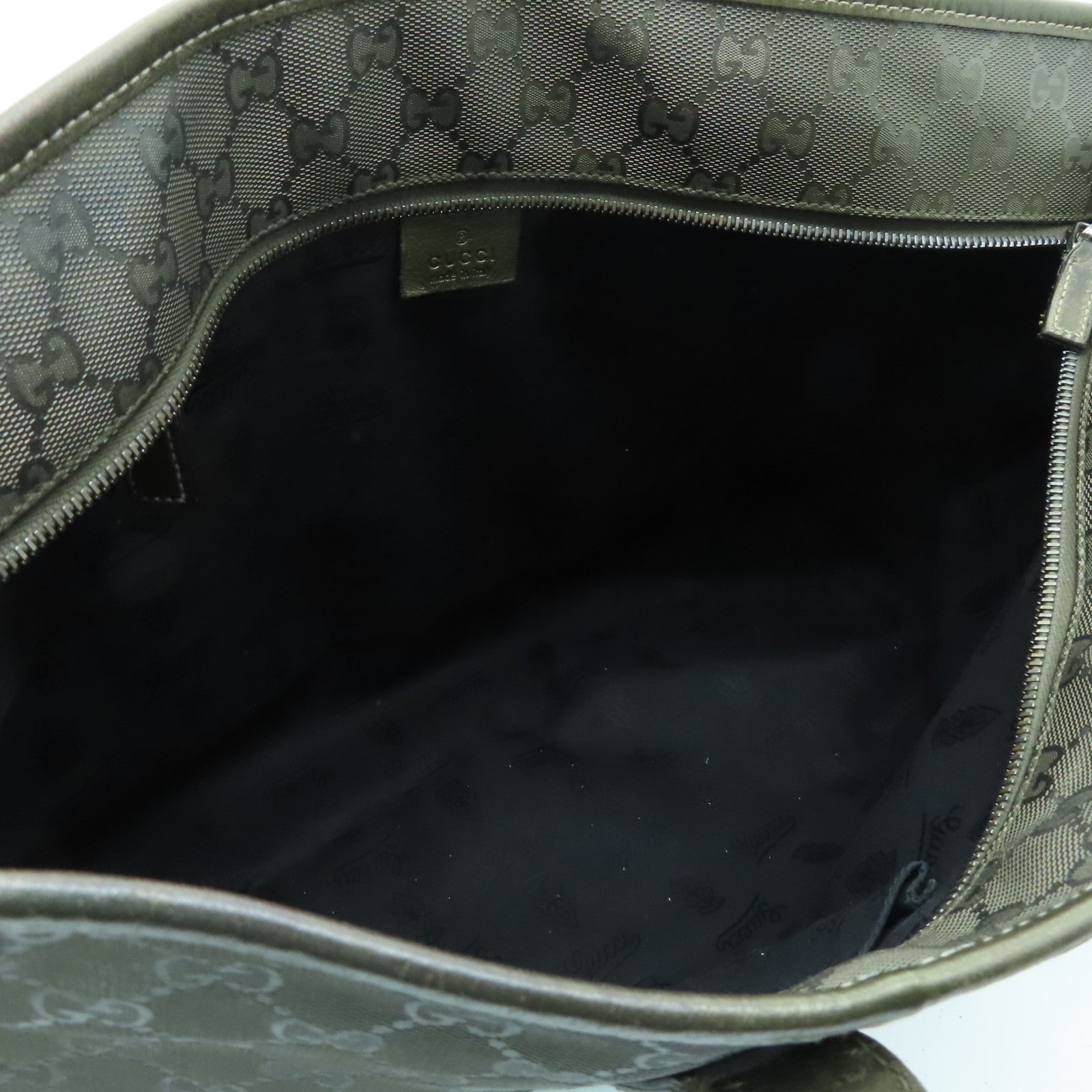 GUCCI Coated Canvas Tote Bag Silver Buckle Handle Shoulder Bag Gold