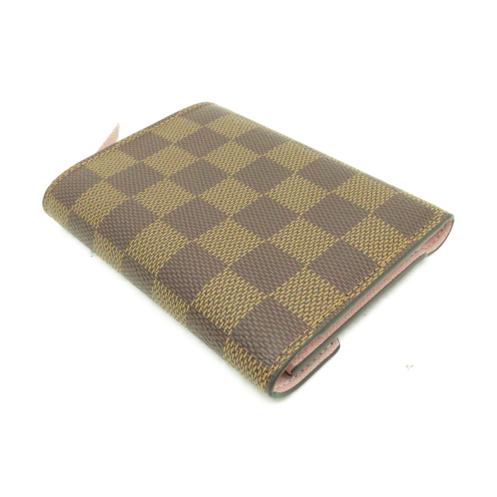 LOUIS VUITTON Damier Ebene Victorine金扣錢包棕色/粉紅色