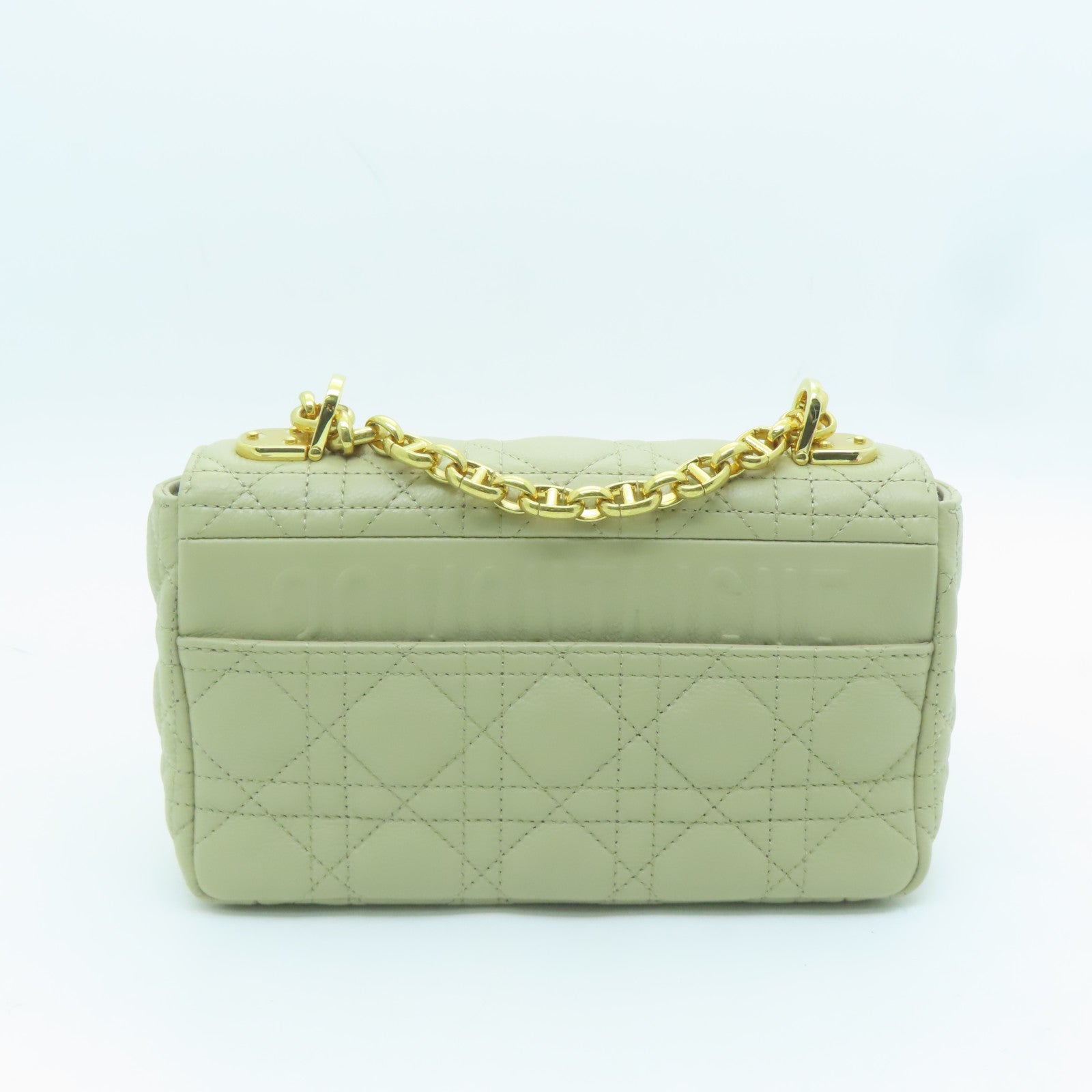 Dior Calfskin Leather Dior Caro Gold Buckle Shoulder Bag Beige