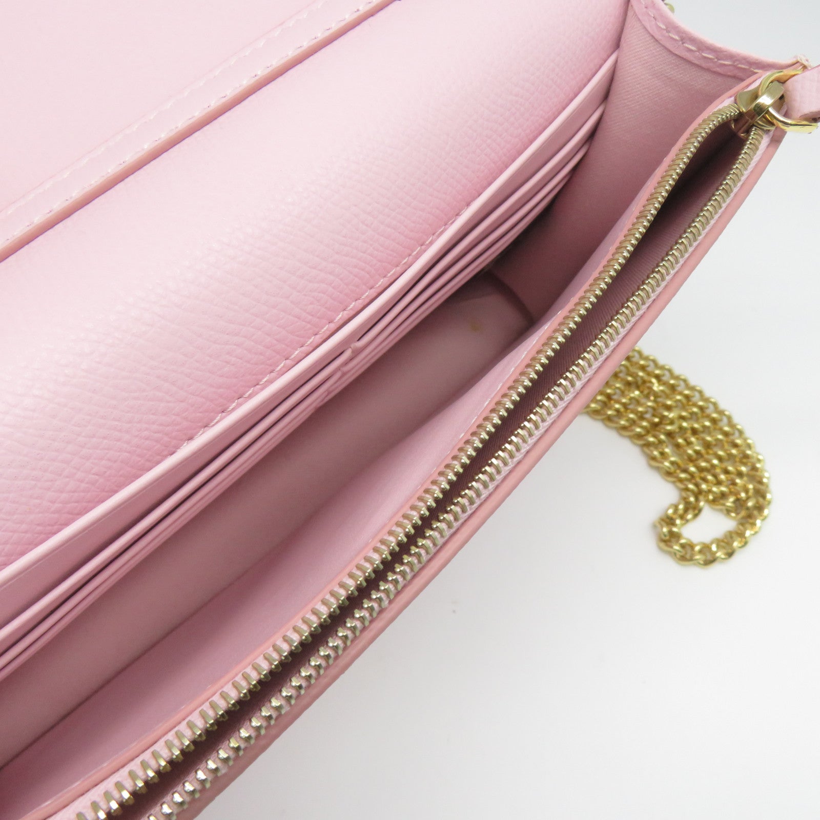 FENDI 牛皮皮革Wallet On Chain金扣肩背袋粉紅色