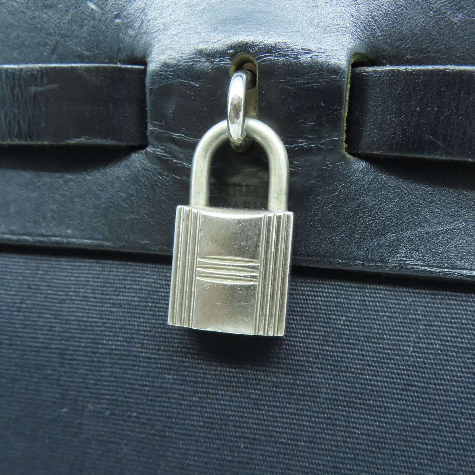 HERMES 帆布/皮革Herbag PM銀扣手挽肩背兩用袋黑色