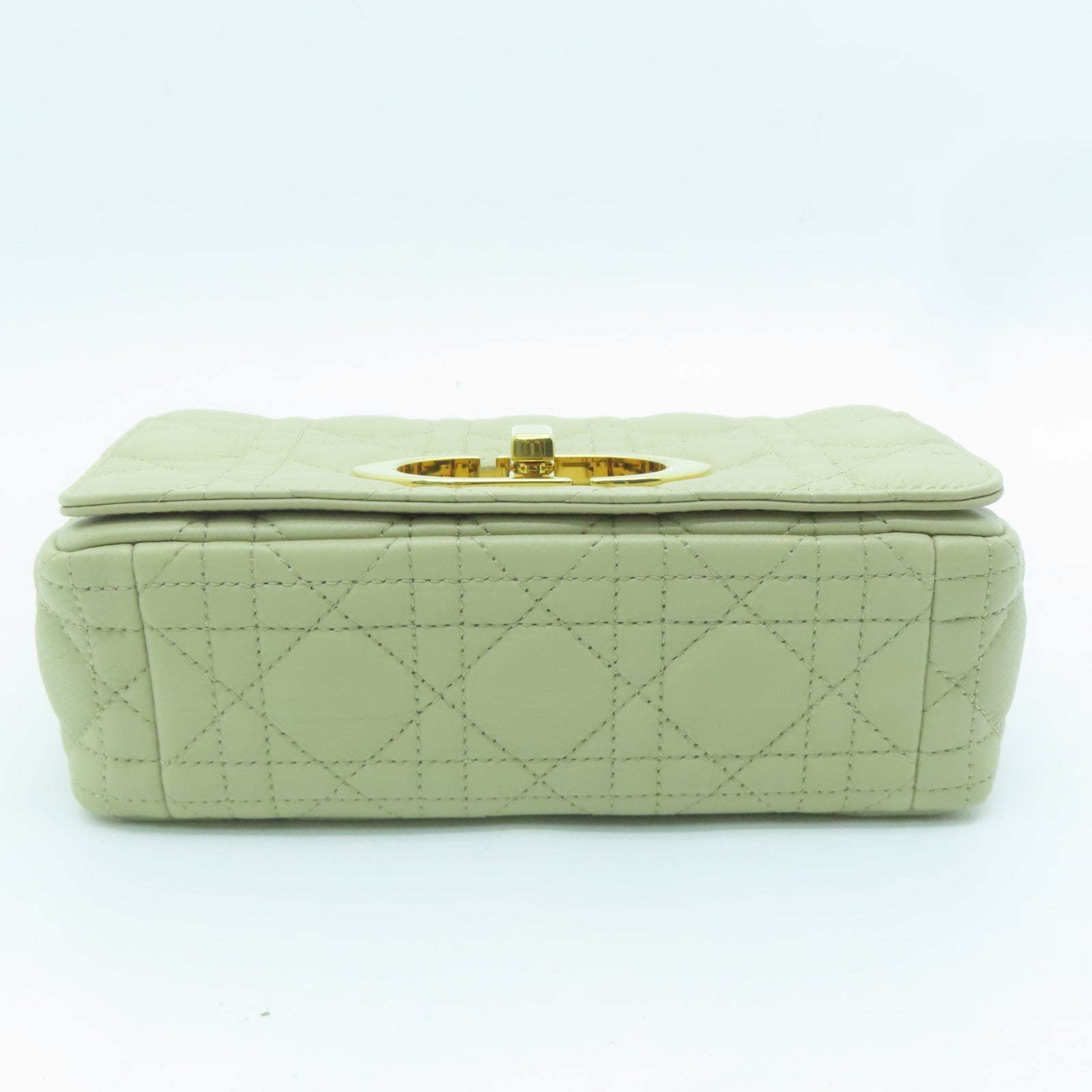 Dior Calfskin Leather Dior Caro Gold Buckle Shoulder Bag Beige