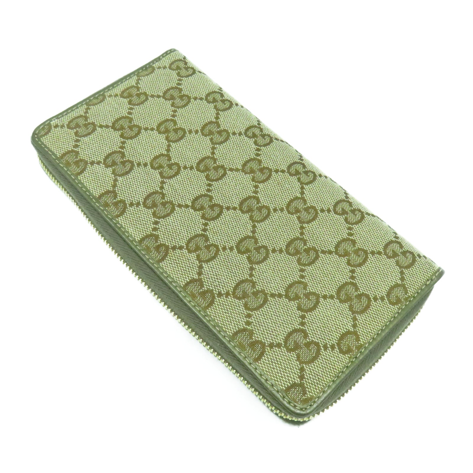 GUCCI 帆布Long Wallet金扣長錢包綠色
