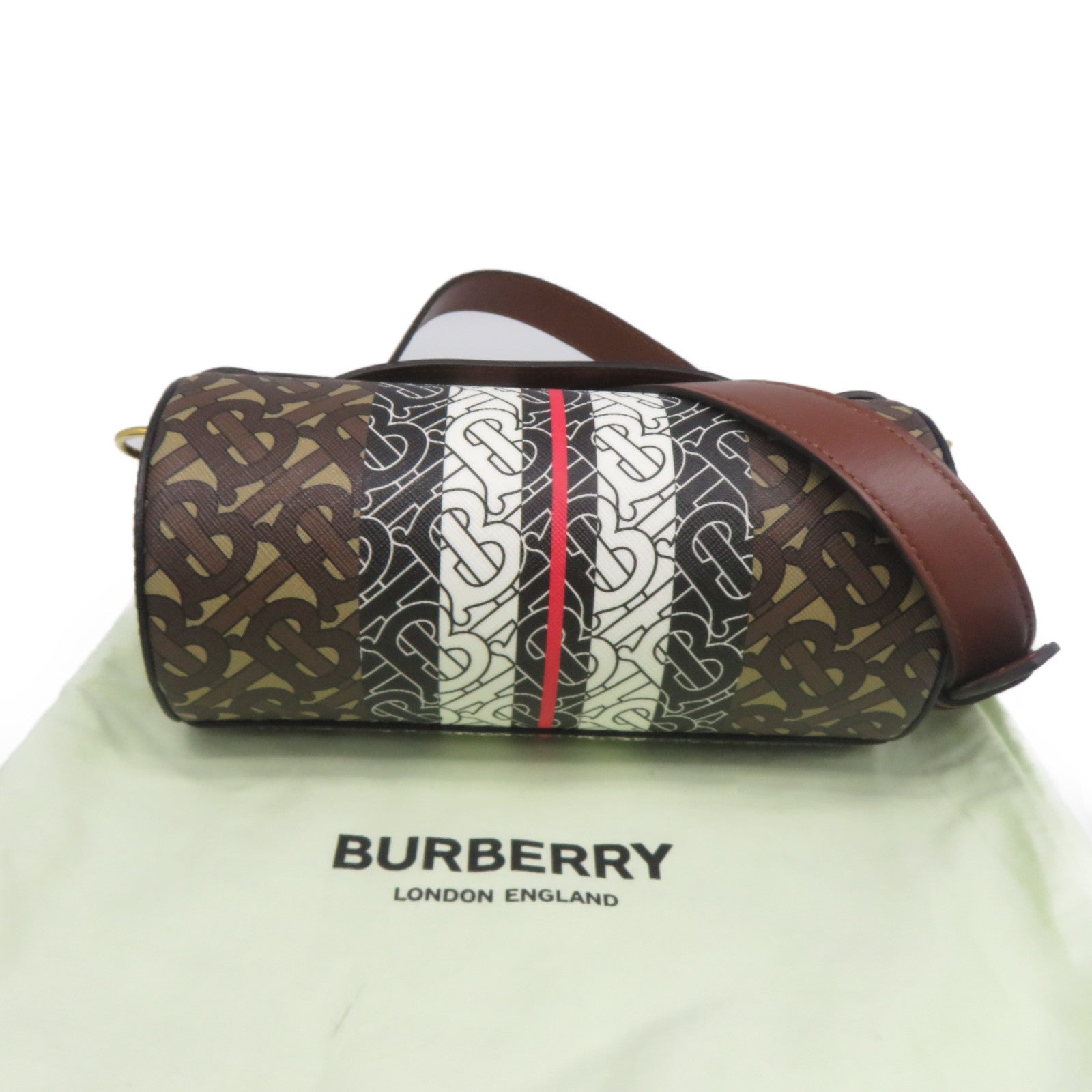 BURBERRY 塗層帆布Barrel Monogram Bag金扣肩背袋啡色