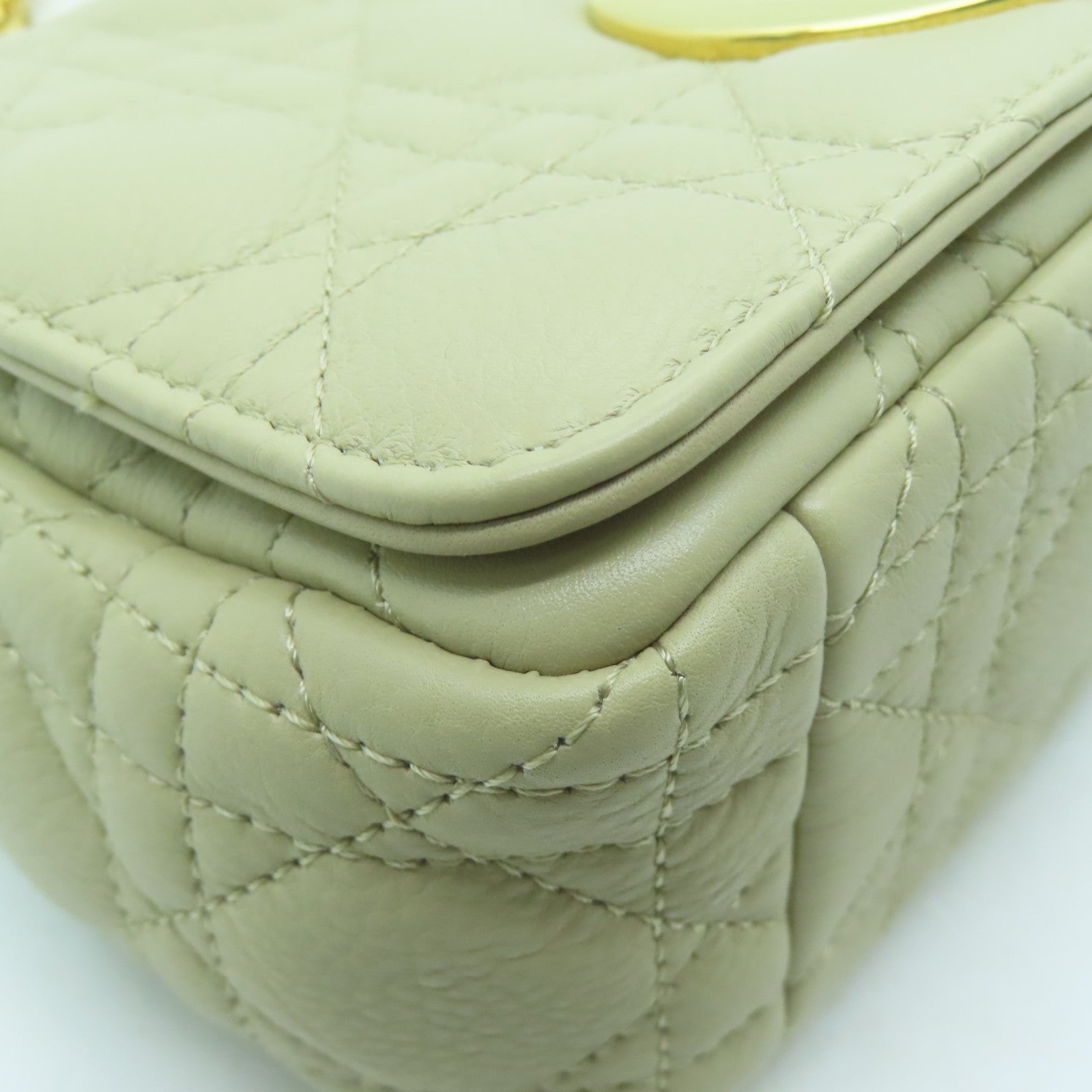 Dior Calfskin Leather Dior Caro Gold Buckle Shoulder Bag Beige