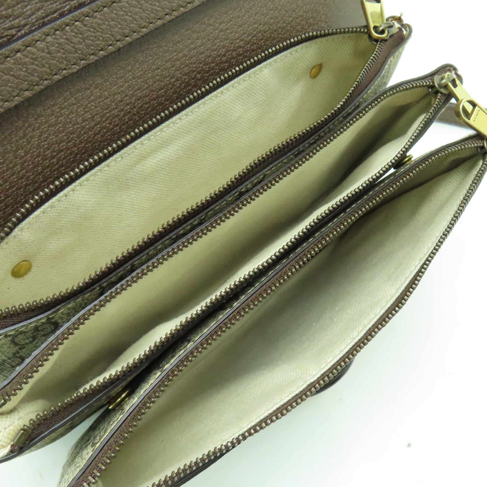 GUCCI 塗層帆布Ophidia GG Messenger金扣肩背袋棕色