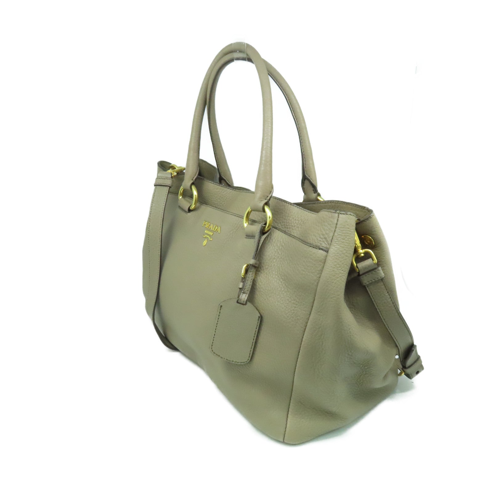 PRADA 牛皮皮革Vitello Daino 2Way Shoulder Bag手挽肩背兩用袋杏色