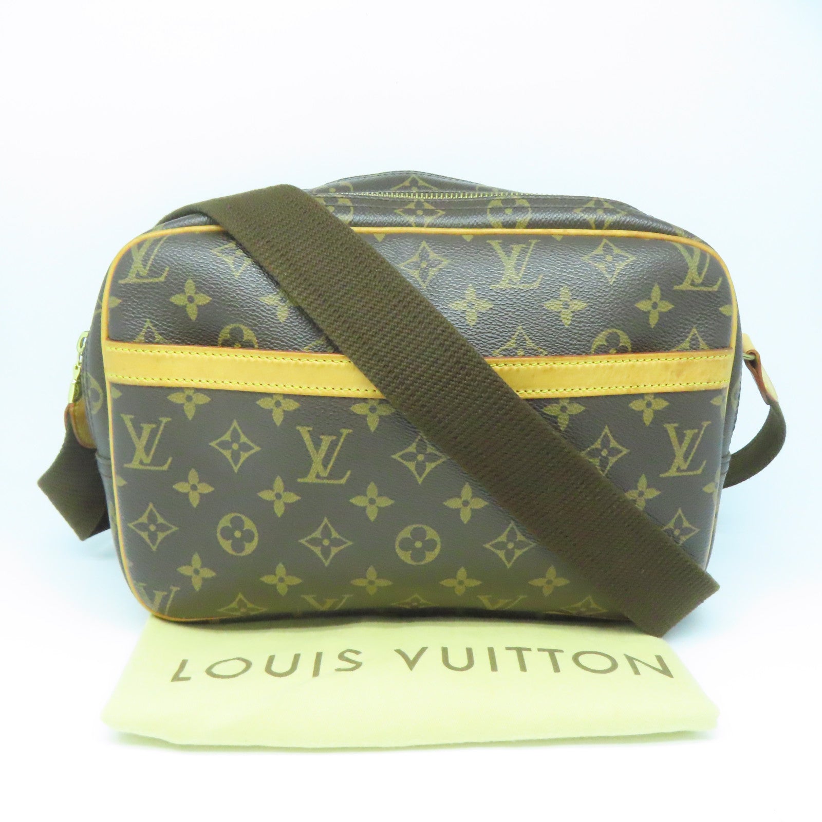 LOUIS VUITTON Monogram Reporter PM金扣肩背袋啡色
