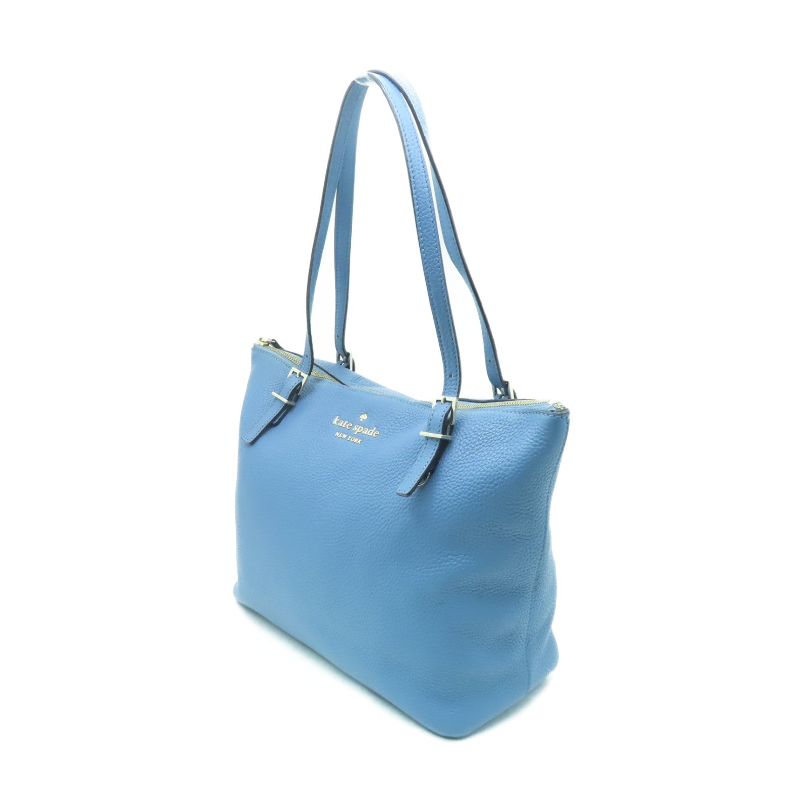 Kate Spade 牛皮皮革Tote Bag金扣手挽袋藍色