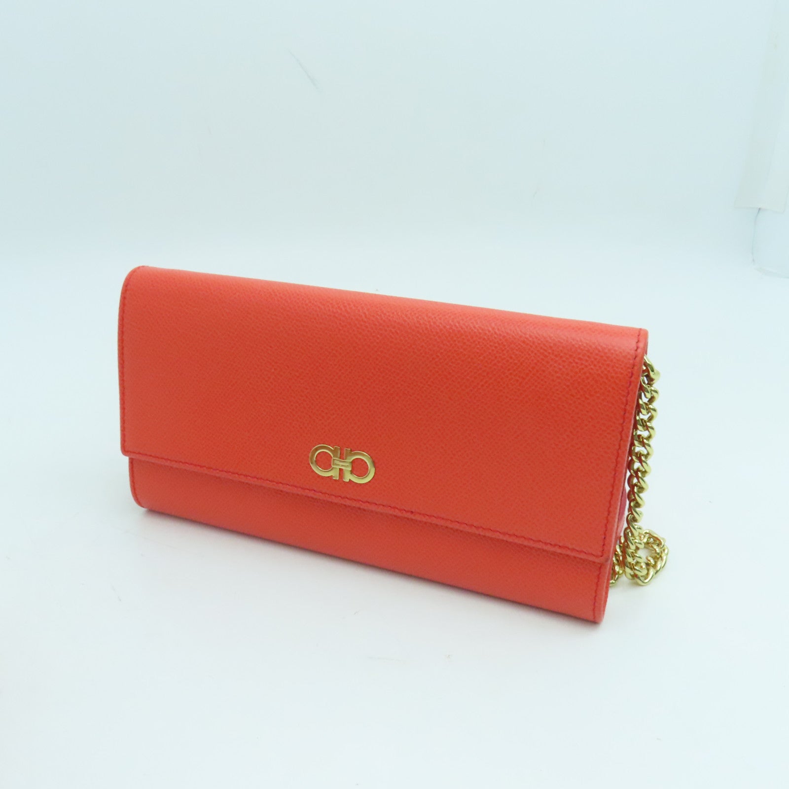 Salvatore Ferragamo 牛皮皮革Shoulder Bag金扣链带肩背袋橙色