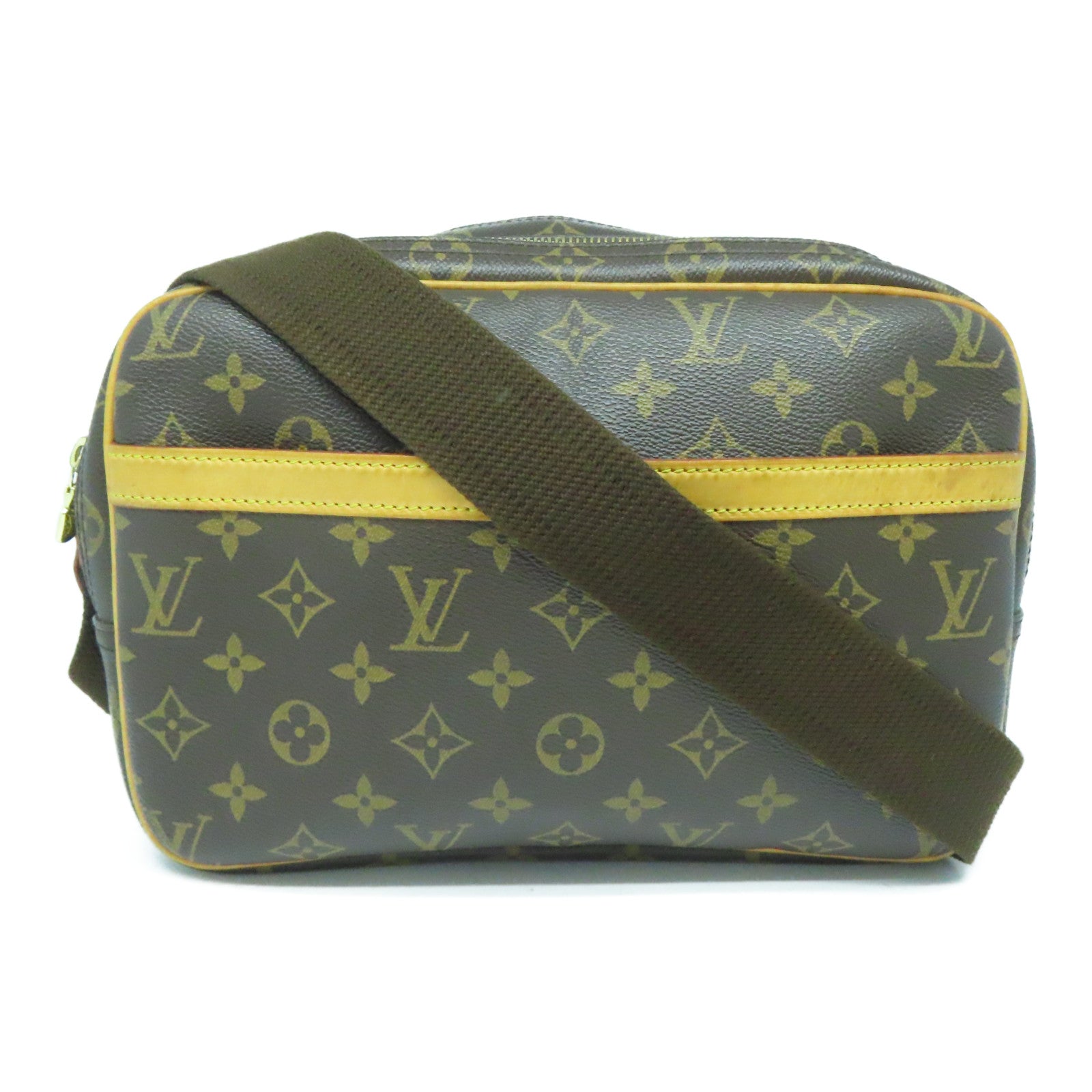 LOUIS VUITTON Monogram Reporter PM金扣肩背袋啡色