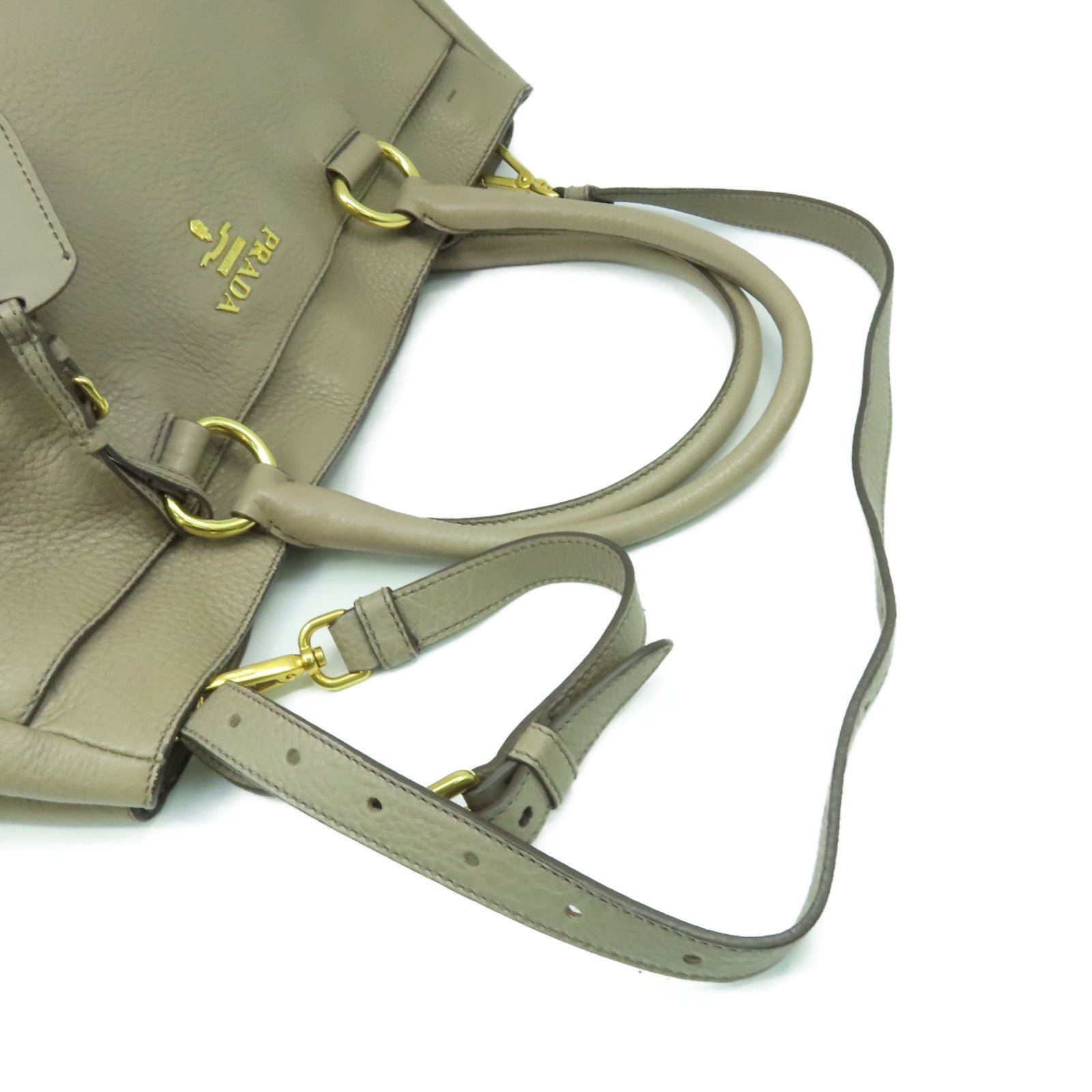 PRADA 牛皮皮革Vitello Daino 2Way Shoulder Bag手挽肩背兩用袋杏色