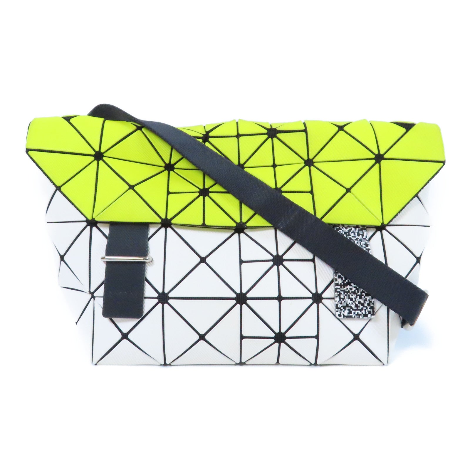 ISSEY MIYAKE PVC Messenger Bag銀扣肩背袋白色/黃色