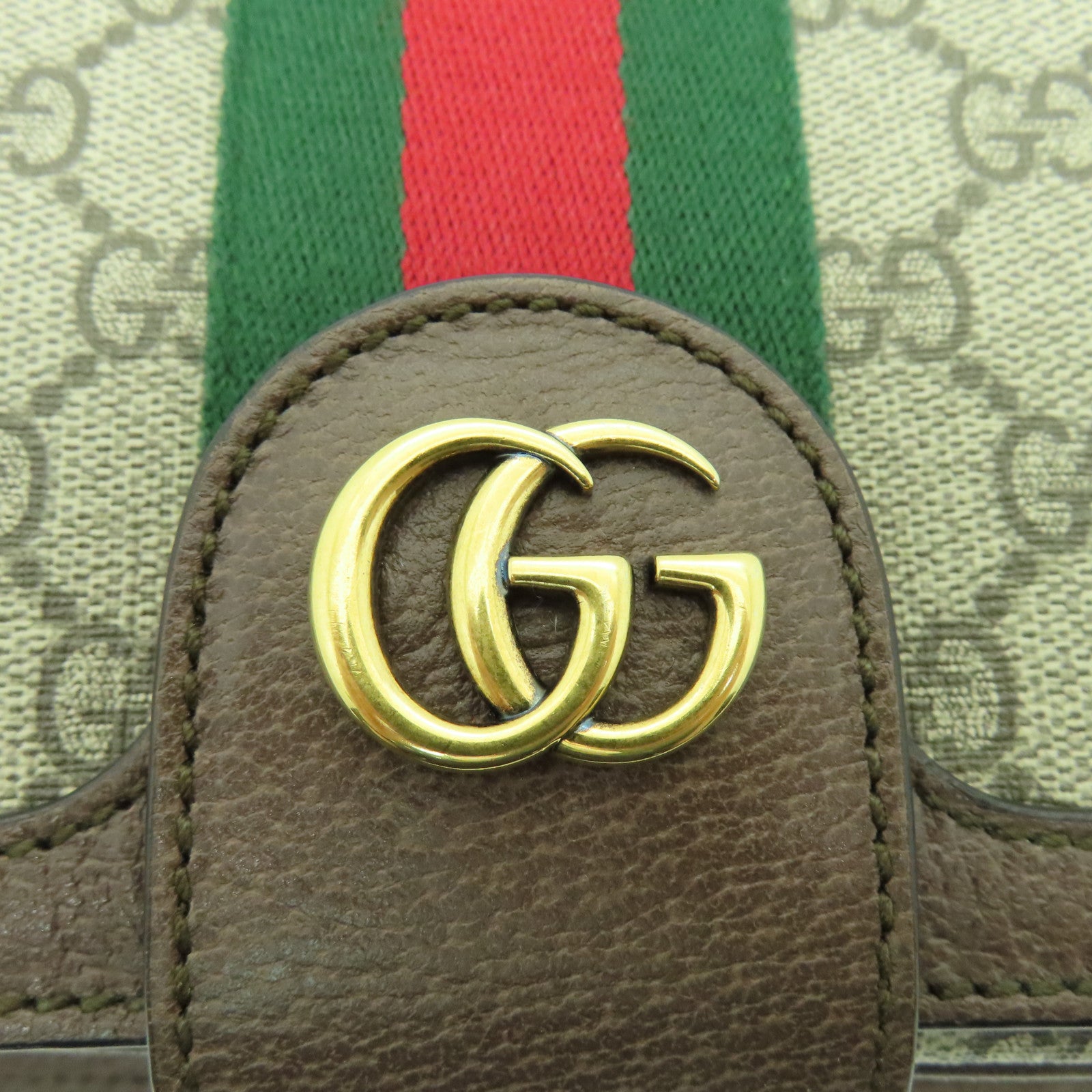 GUCCI 塗層帆布Ophidia GG Messenger金扣肩背袋棕色