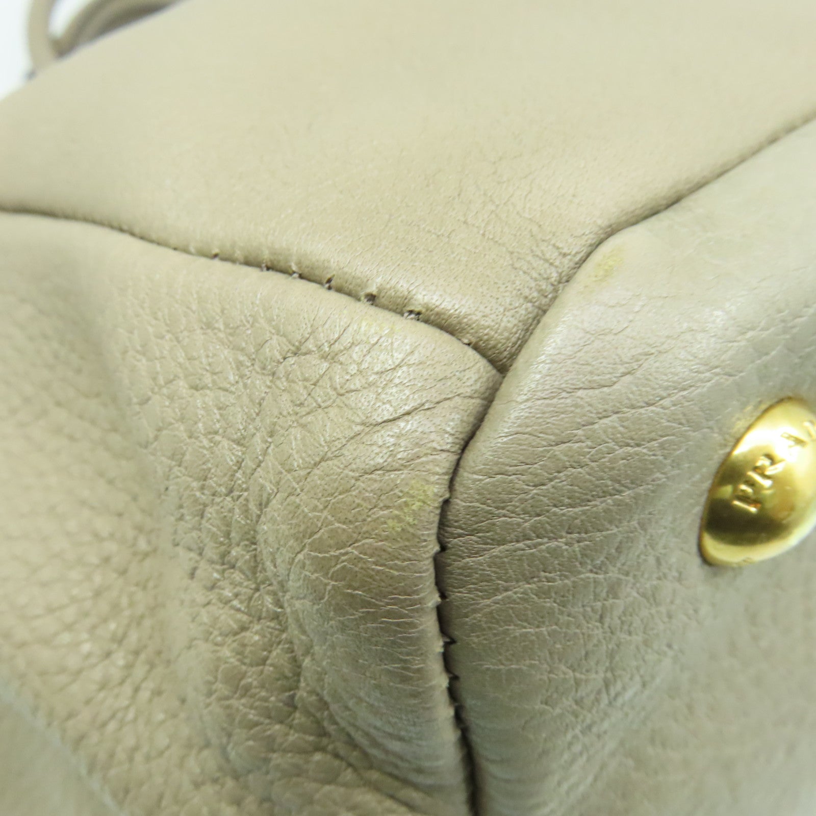 PRADA 牛皮皮革Vitello Daino 2Way Shoulder Bag手挽肩背兩用袋杏色