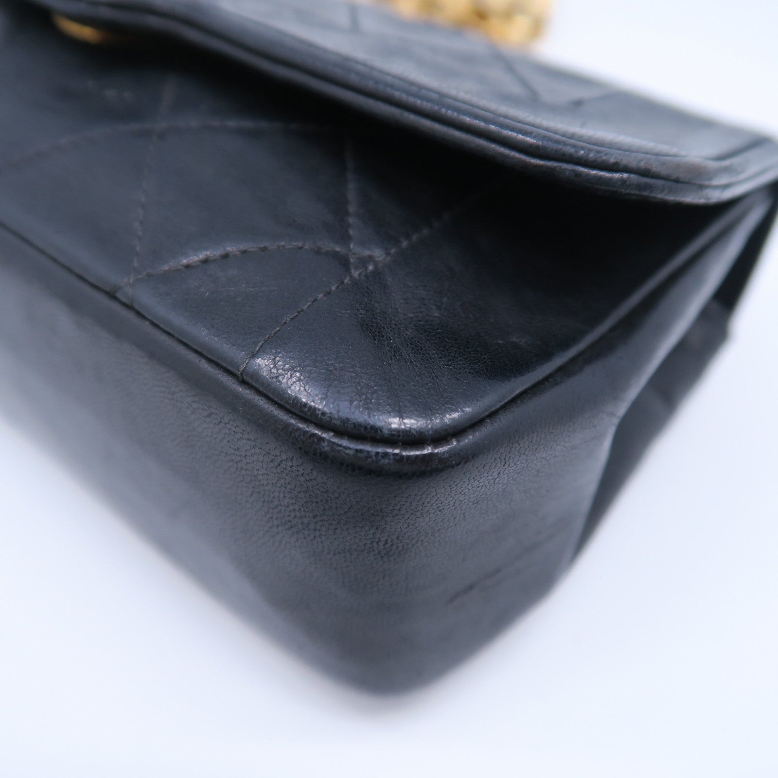 CHANEL 菱格羊皮皮革Chain Shoulder Bag金扣肩背袋黑色