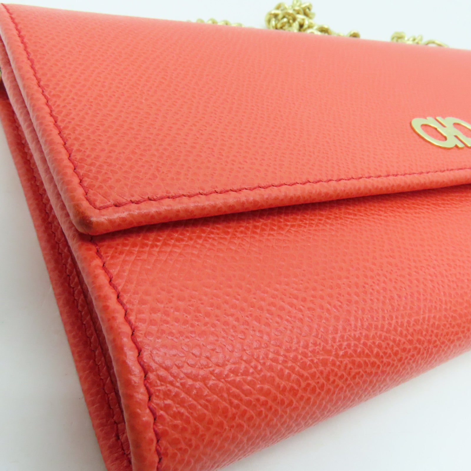 Salvatore Ferragamo 牛皮皮革Shoulder Bag金扣链带肩背袋橙色