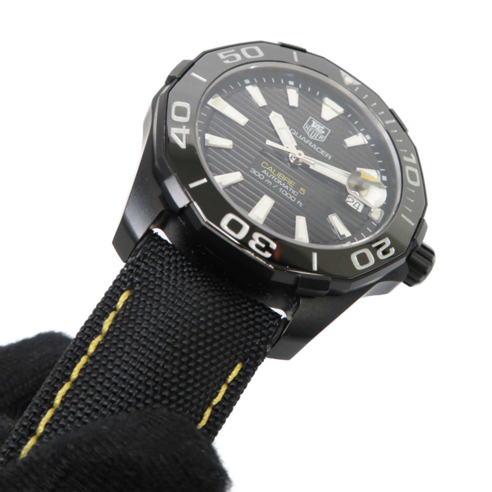 TAG HEUER Aquaracer不鏽鋼/帆布手錶自動機芯黑色