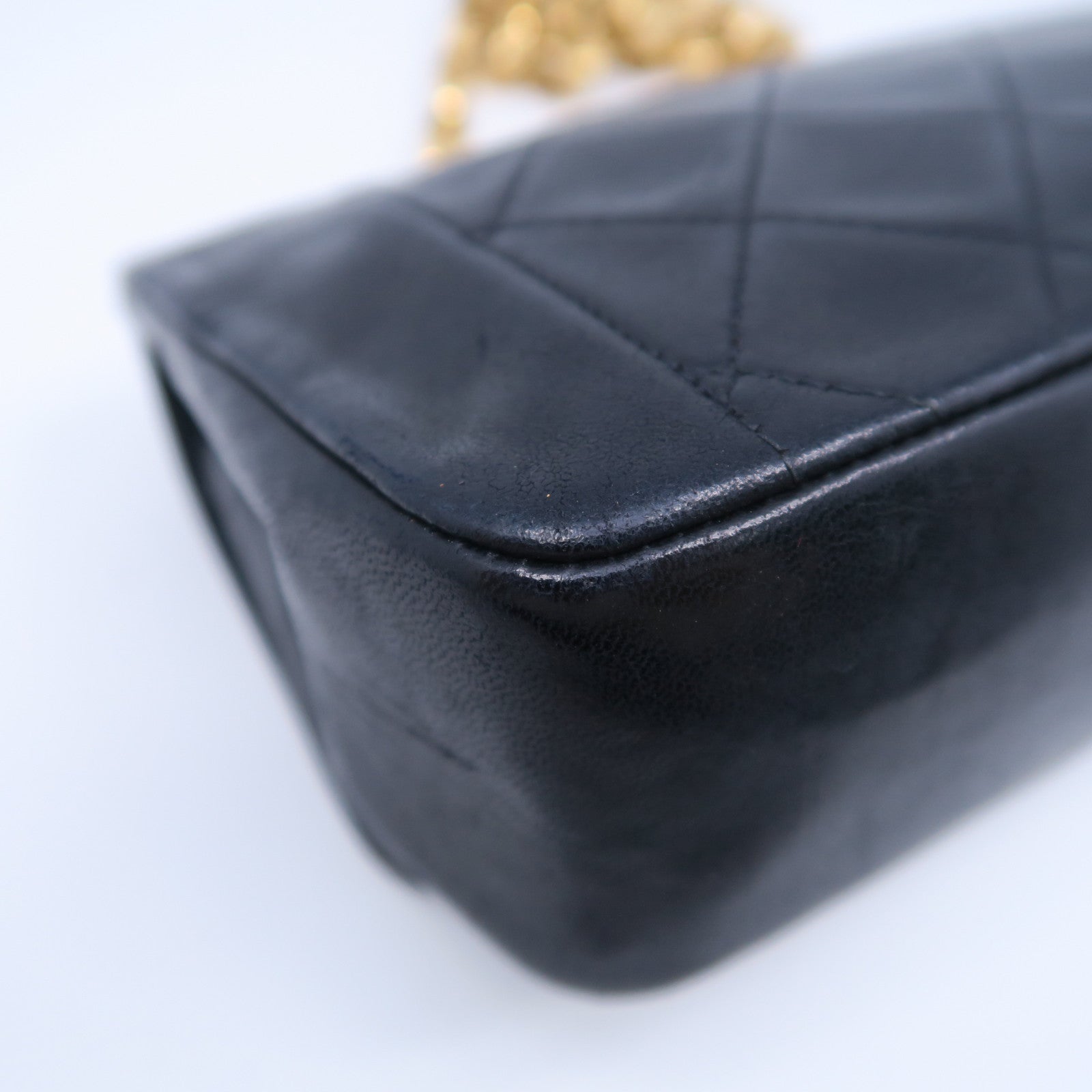 CHANEL 菱格羊皮皮革Chain Shoulder Bag金扣肩背袋黑色