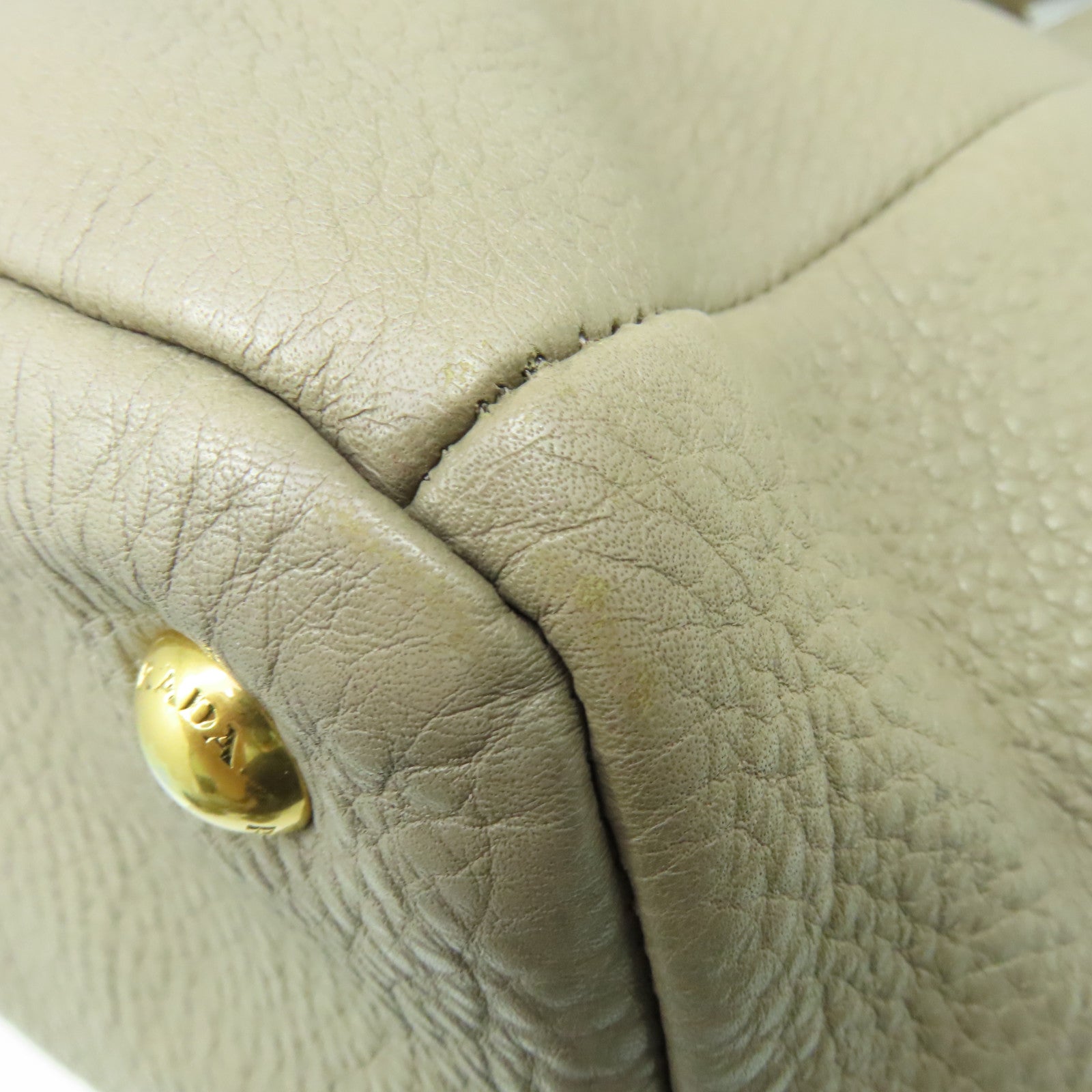 PRADA 牛皮皮革Vitello Daino 2Way Shoulder Bag手挽肩背兩用袋杏色