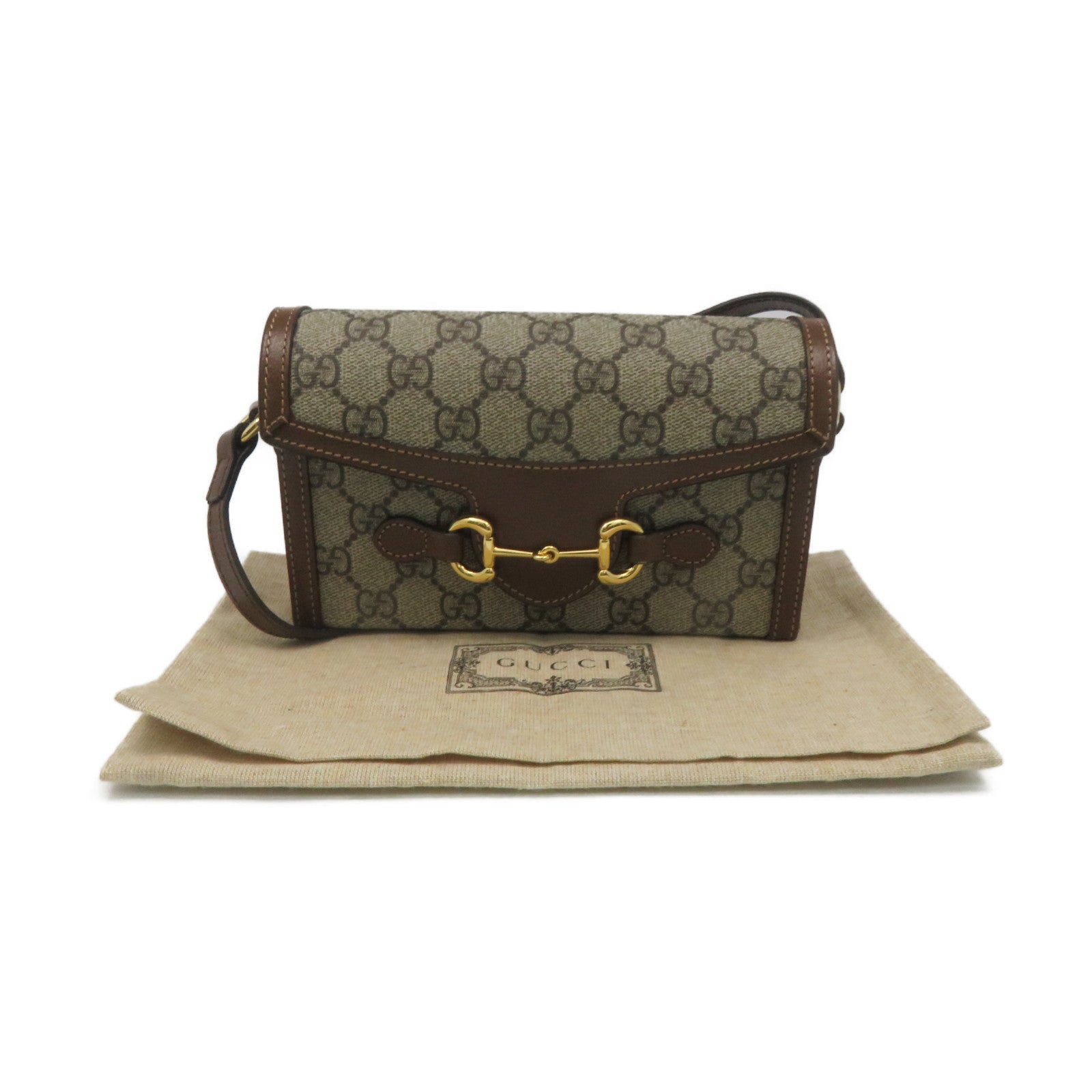 GUCCI 塗層帆布Horsebie 1955 Mini Shoulder Bag肩背袋啡色