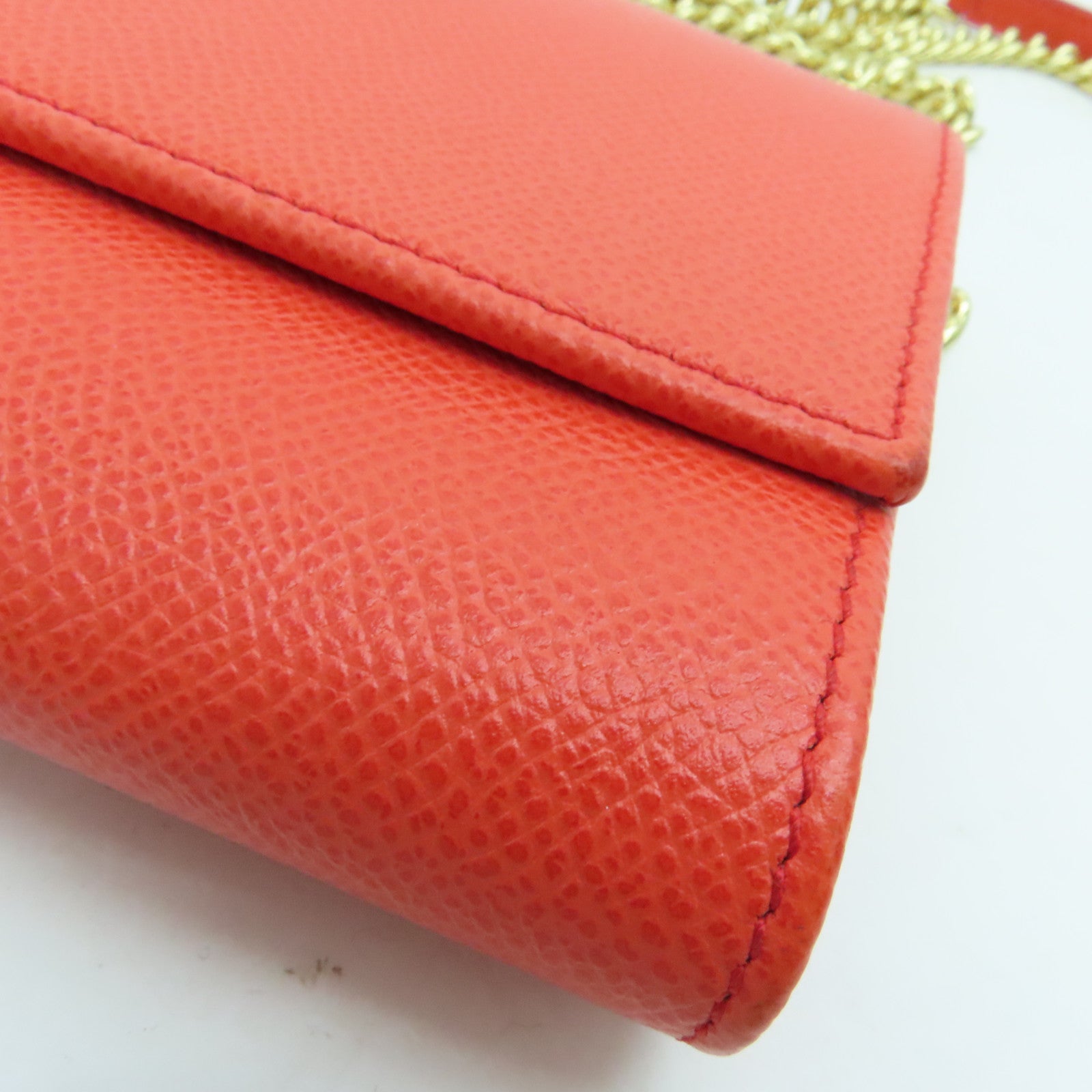 Salvatore Ferragamo 牛皮皮革Shoulder Bag金扣链带肩背袋橙色