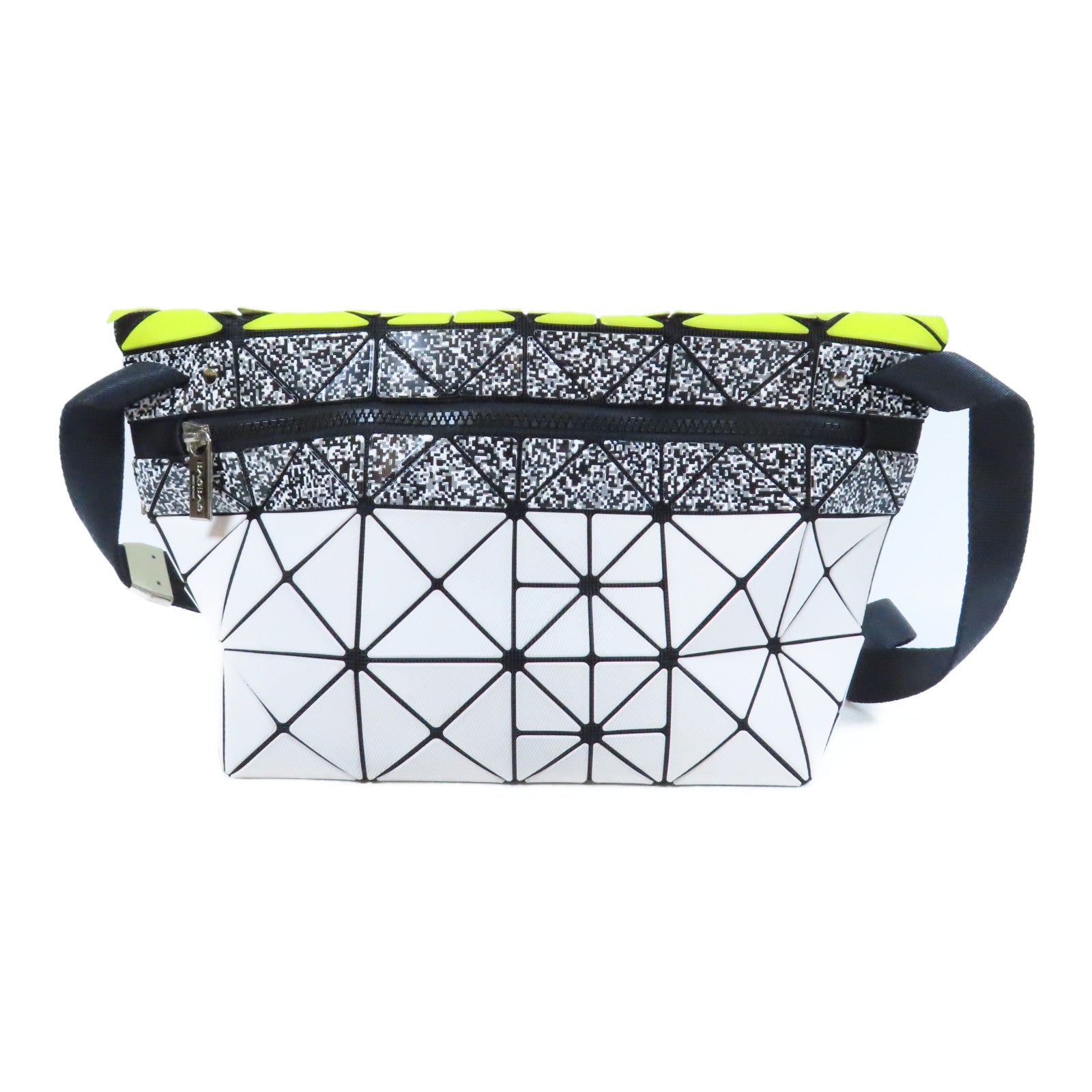 ISSEY MIYAKE PVC Messenger Bag銀扣肩背袋白色/黃色