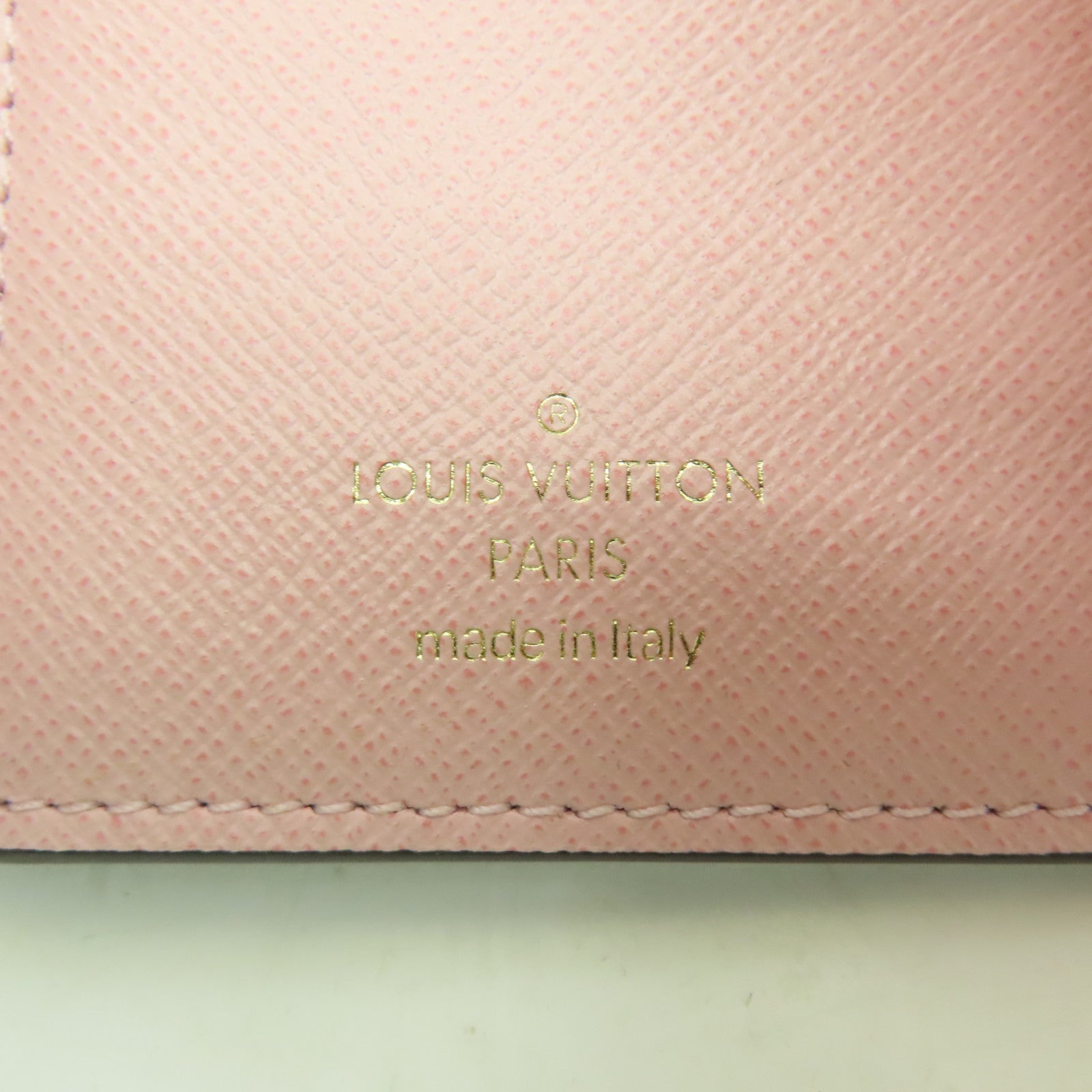 LOUIS VUITTON Damier Ebene Victorine金扣錢包棕色/粉紅色