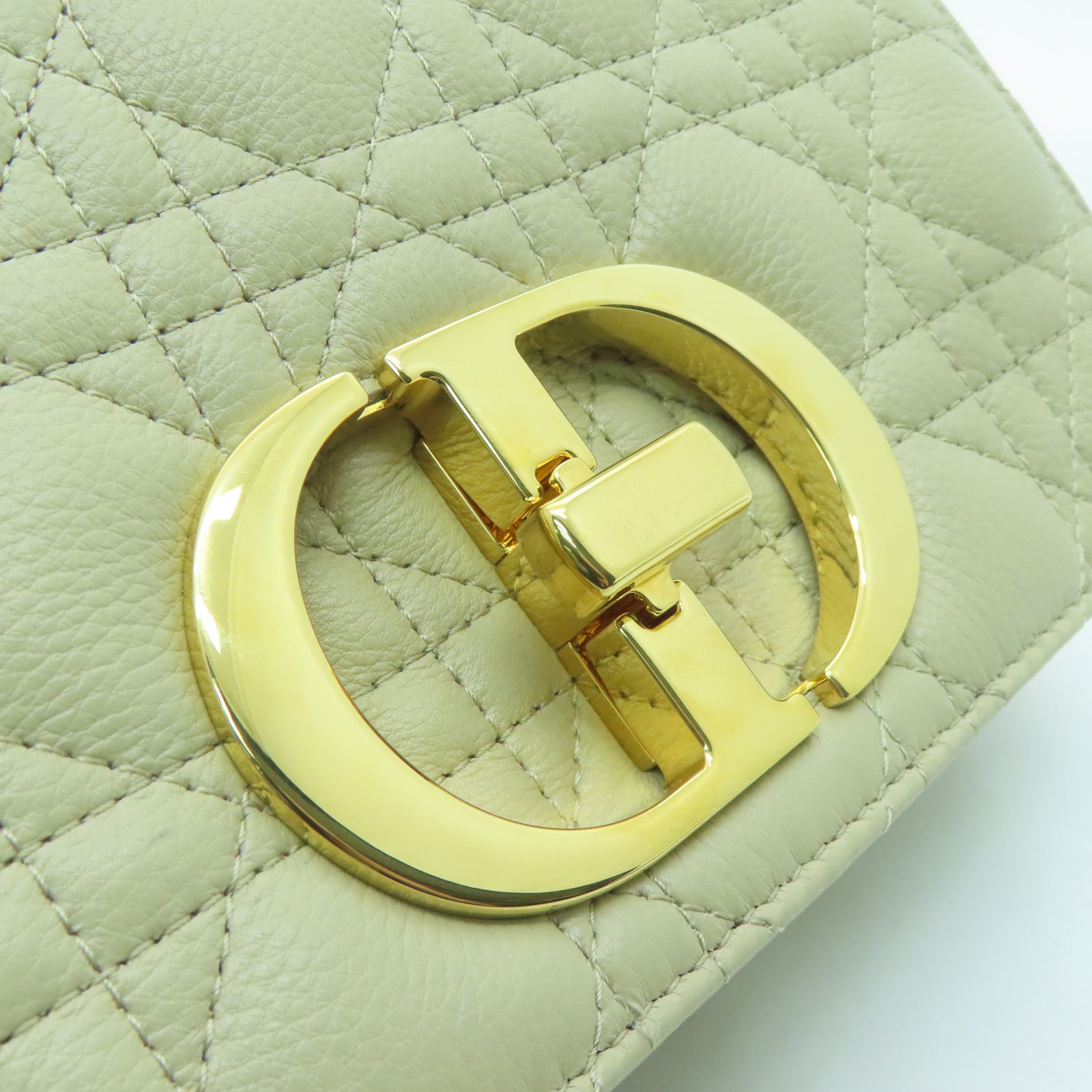 Dior Calfskin Leather Dior Caro Gold Buckle Shoulder Bag Beige