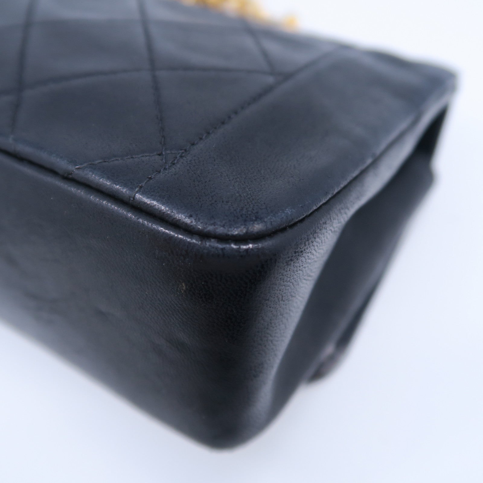 CHANEL 菱格羊皮皮革Chain Shoulder Bag金扣肩背袋黑色