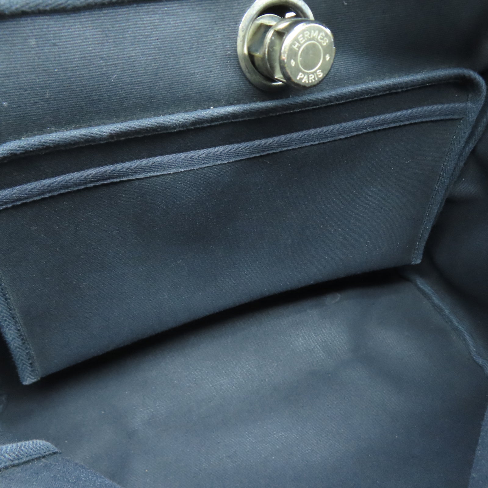 HERMES 帆布/皮革Herbag PM銀扣手挽肩背兩用袋黑色