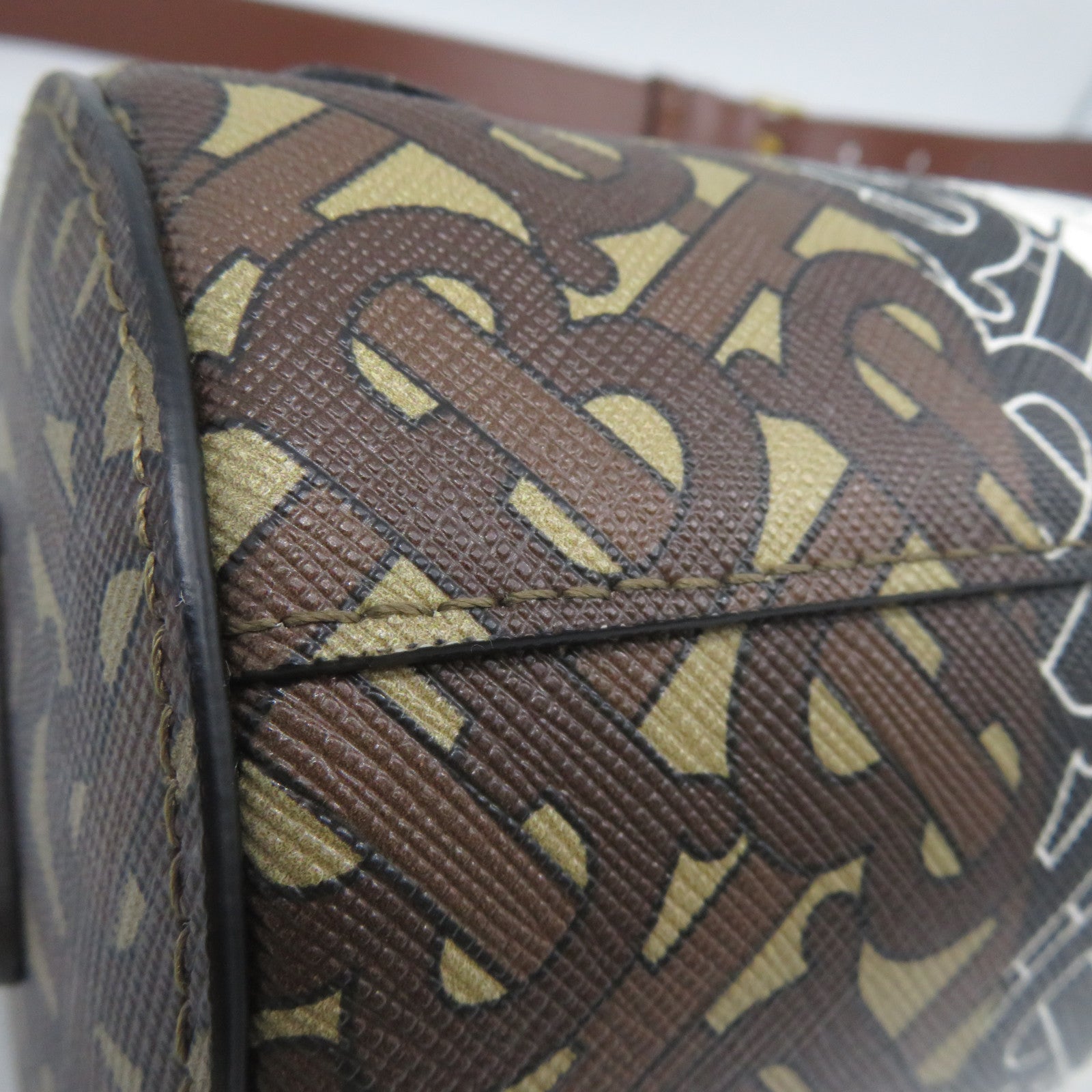 BURBERRY 塗層帆布Barrel Monogram Bag金扣肩背袋啡色
