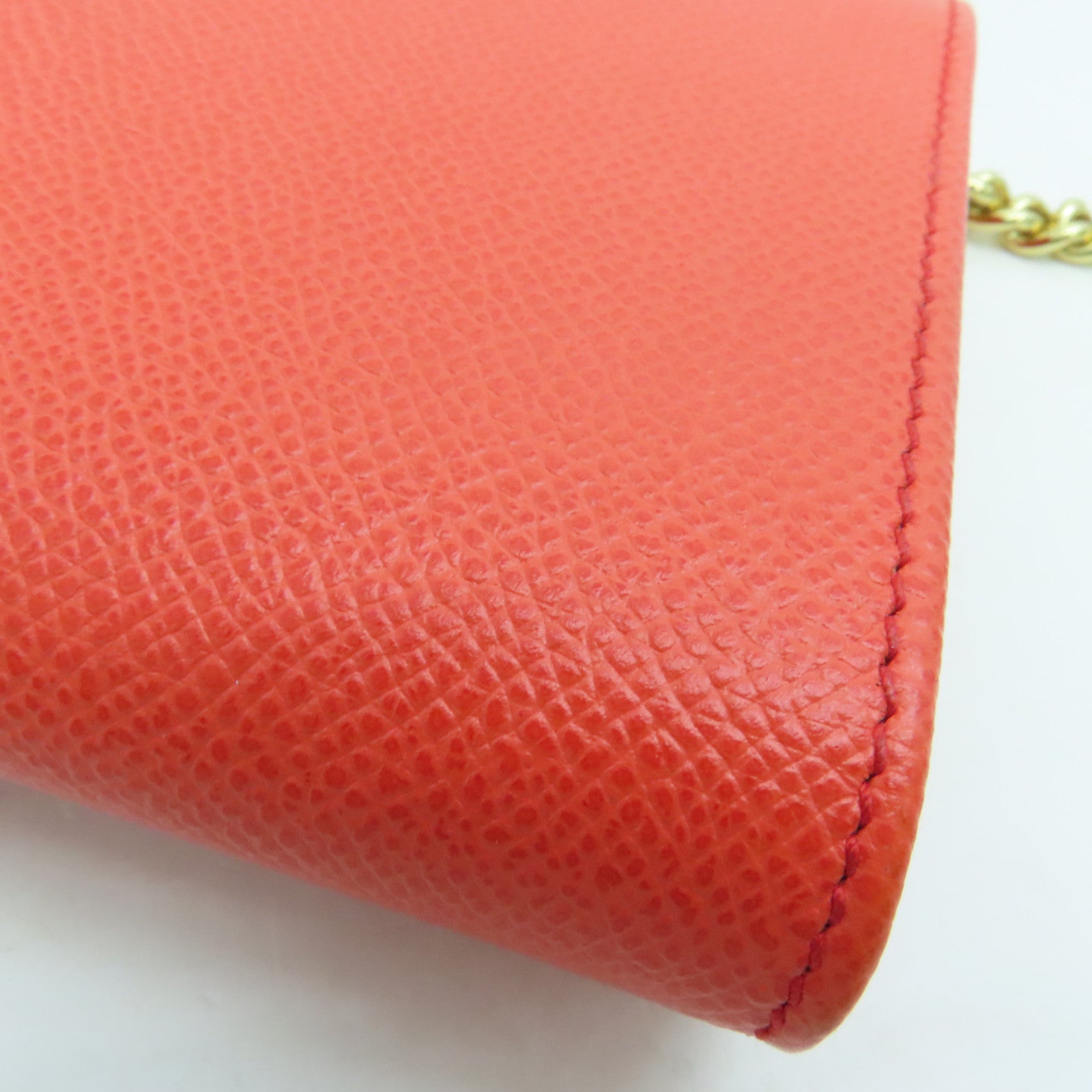 Salvatore Ferragamo 牛皮皮革Shoulder Bag金扣链带肩背袋橙色