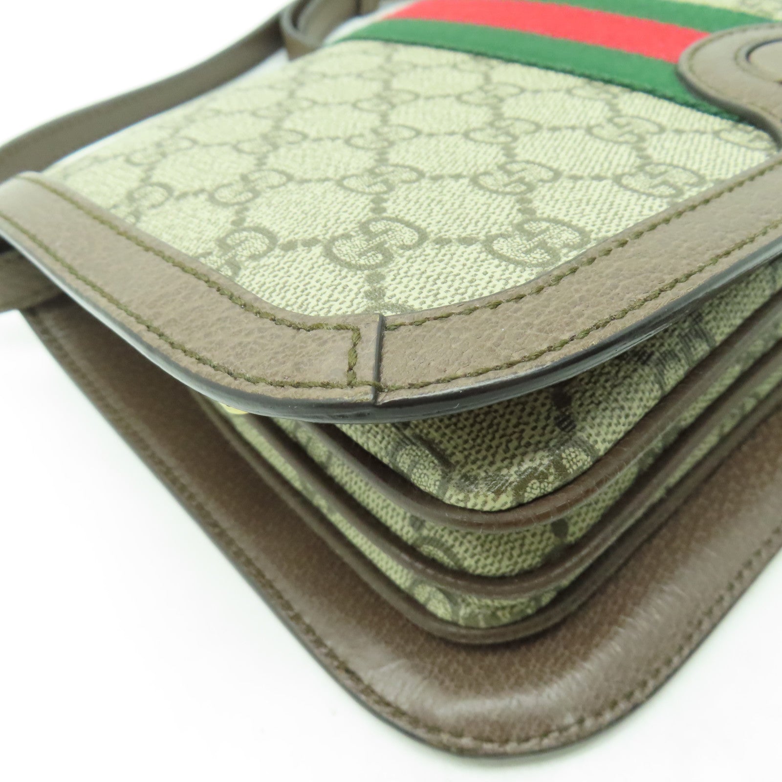GUCCI 塗層帆布Ophidia GG Messenger金扣肩背袋棕色