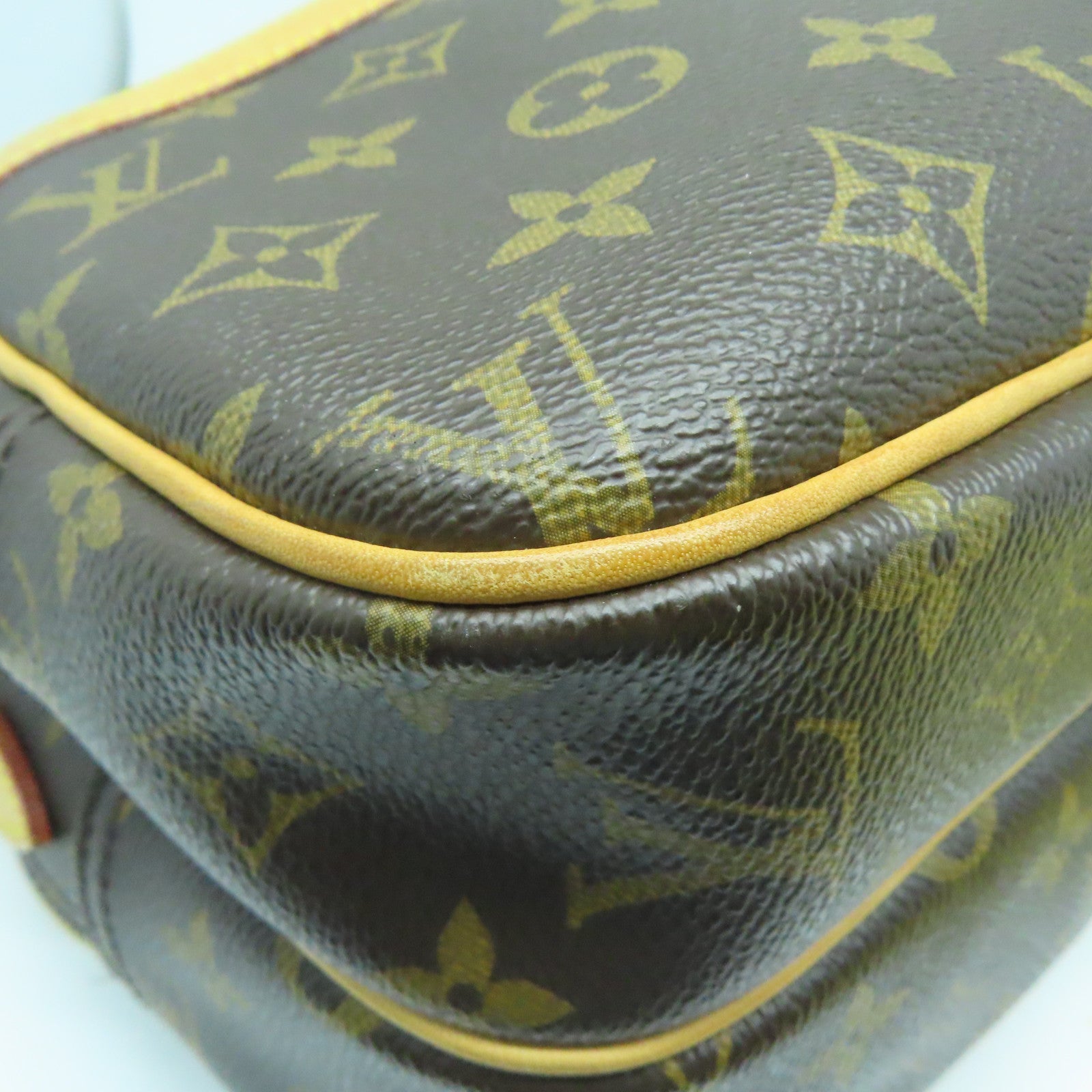 LOUIS VUITTON Monogram Reporter PM金扣肩背袋啡色