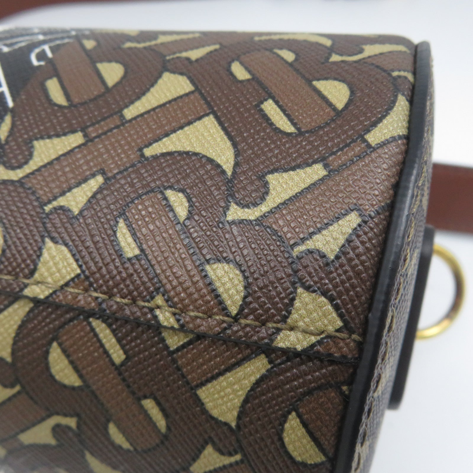 BURBERRY 塗層帆布Barrel Monogram Bag金扣肩背袋啡色