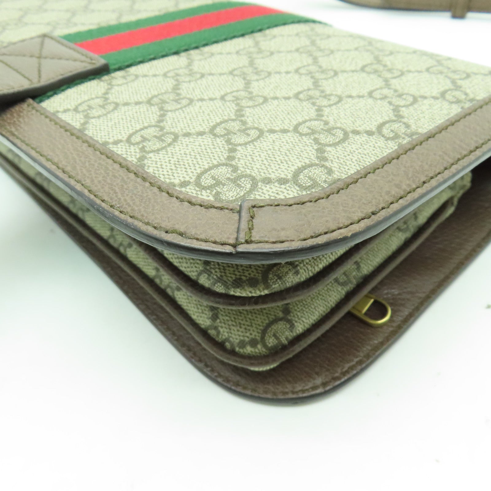 GUCCI 塗層帆布Ophidia GG Messenger金扣肩背袋棕色